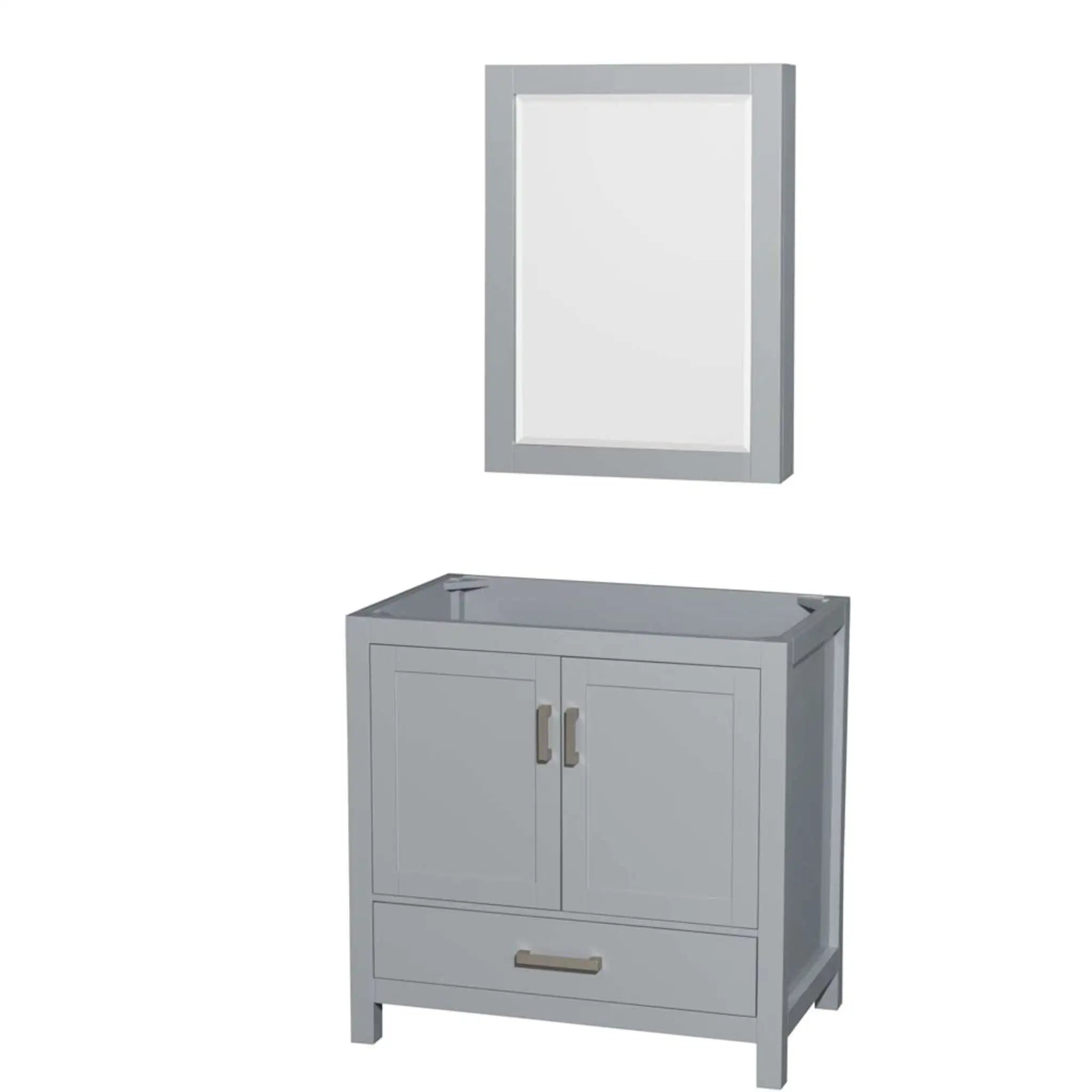 36" Sheffield Single Bathroom Vanity in Gray with Brushed Chrome Trim & Medicine Cabinet by Wyndham