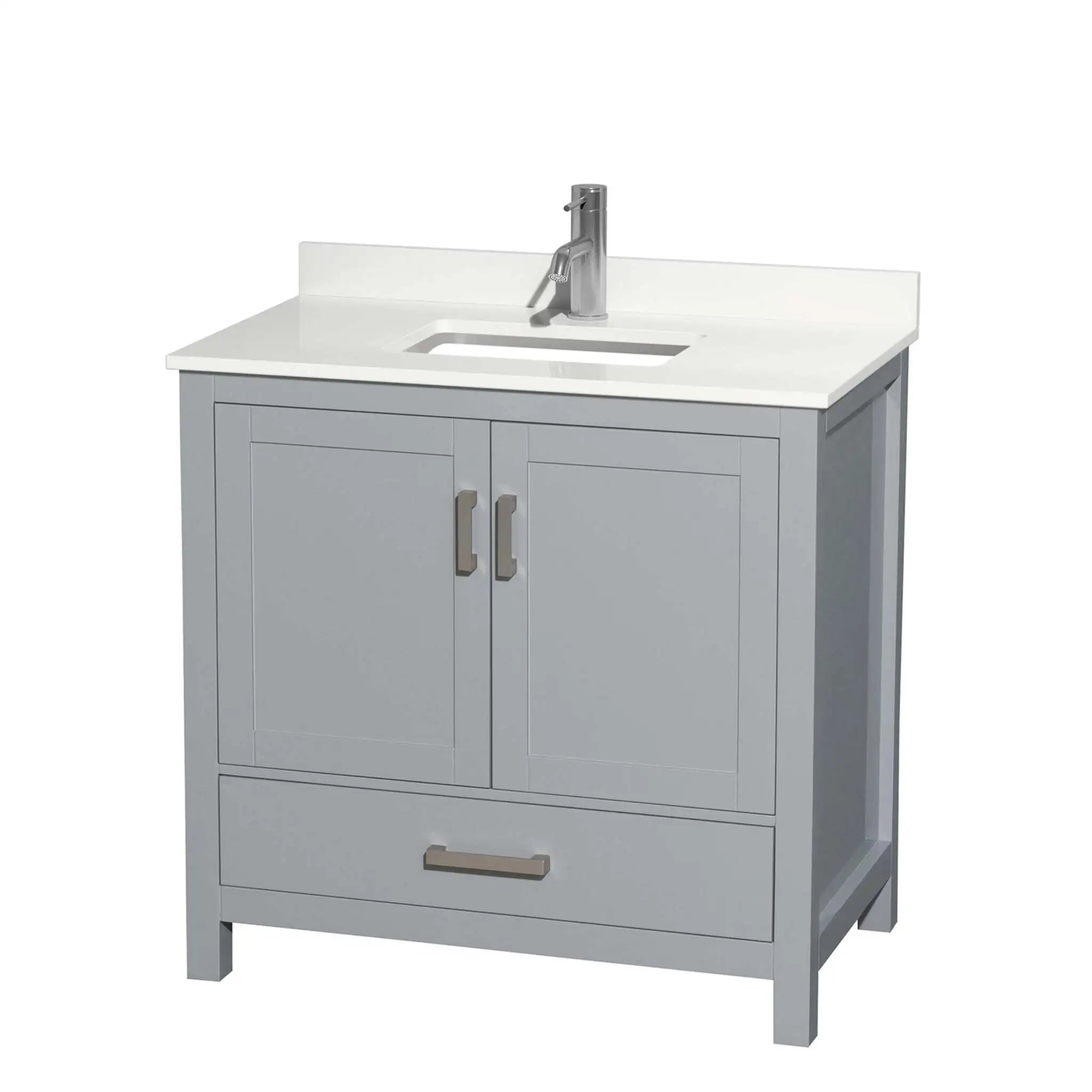 36" Sheffield Single Bathroom Vanity in Gray with Brushed Chrome Trim by Wyndham