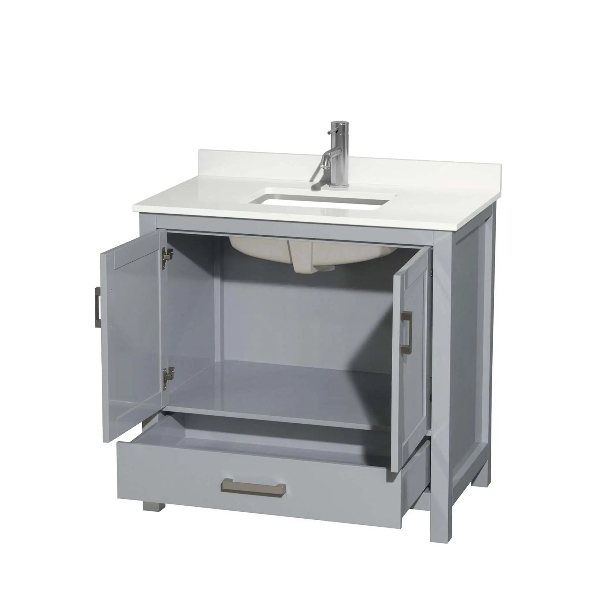 36" Sheffield Single Bathroom Vanity in Gray with Brushed Chrome Trim by Wyndham