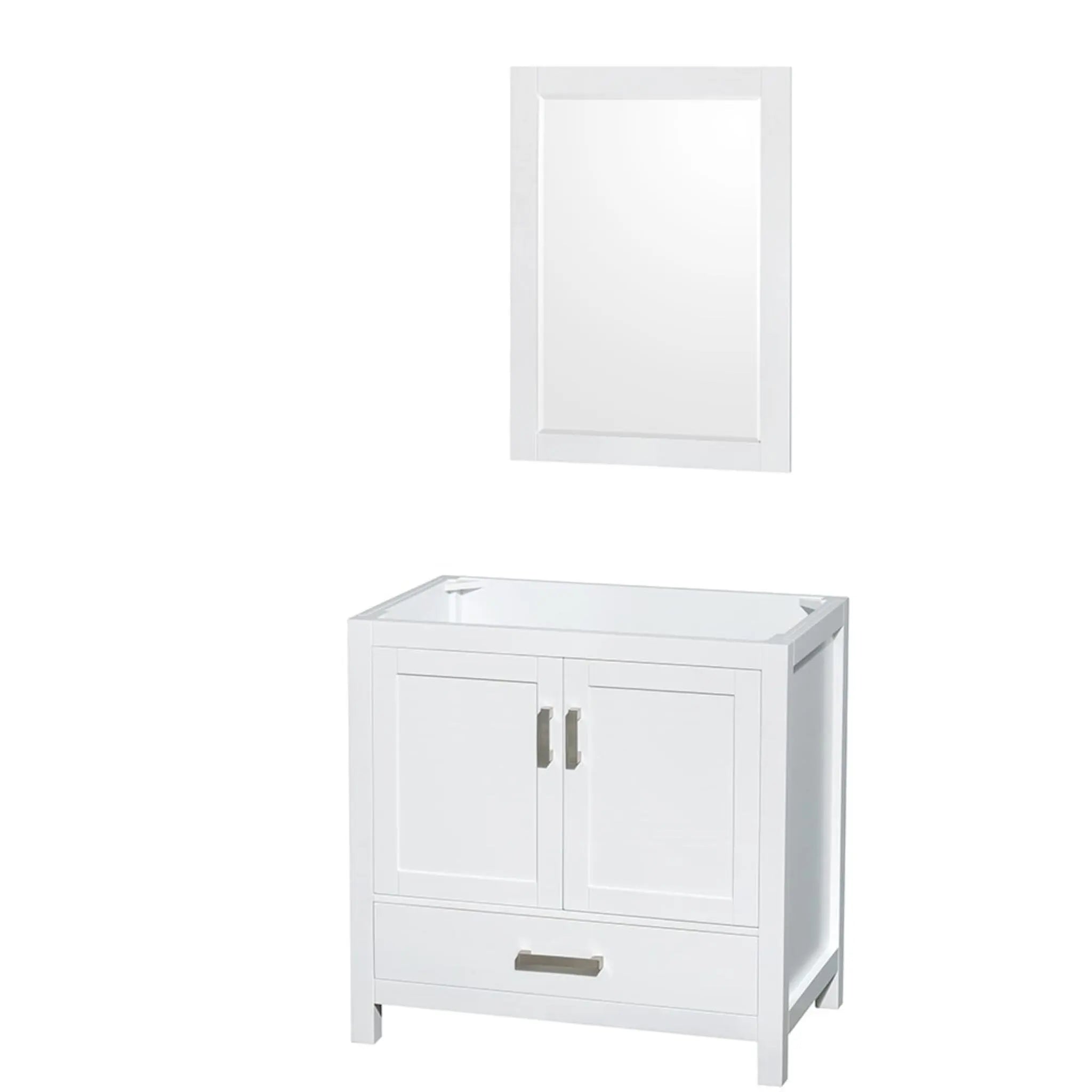 36" Sheffield Single Bathroom Vanity in White with Brushed Chrome Trim & 24" Mirror by Wyndham