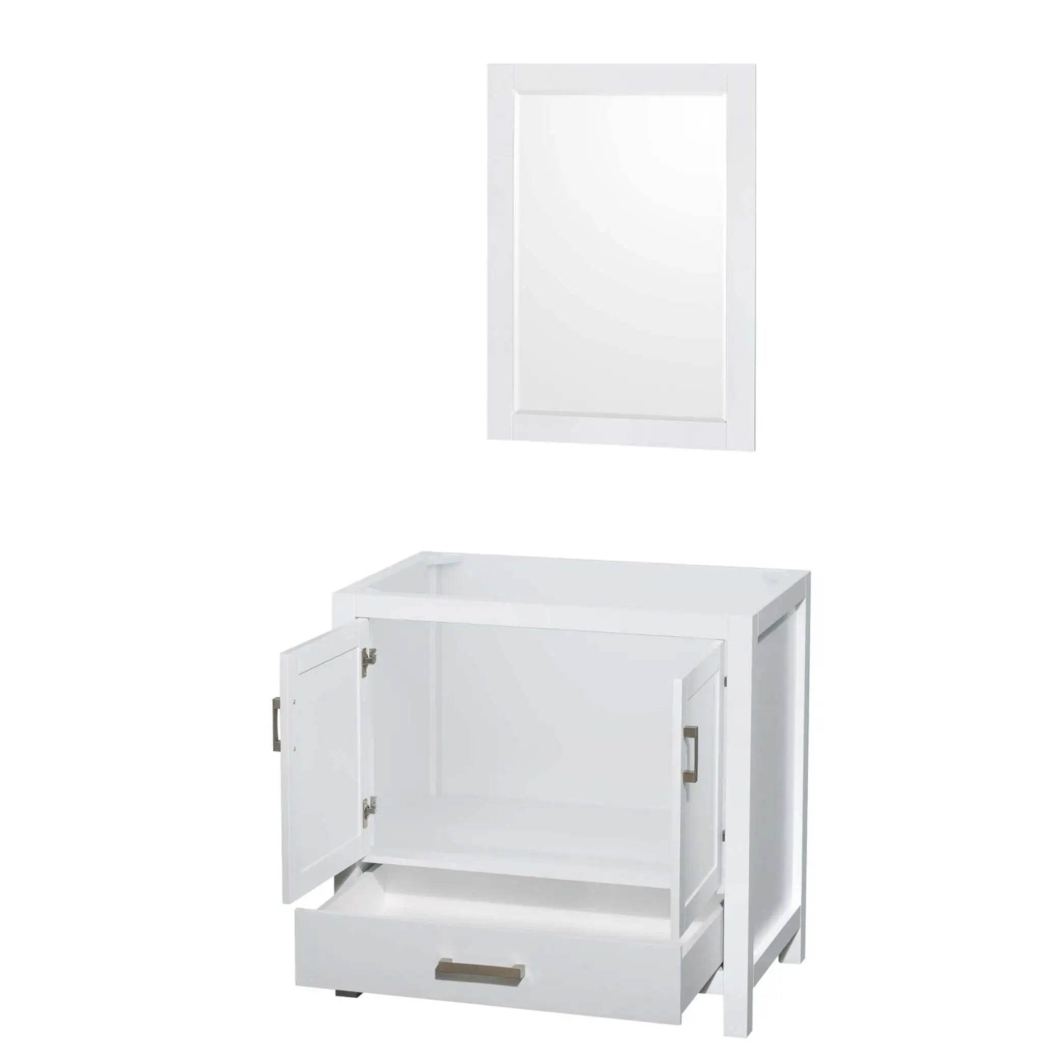 36" Sheffield Single Bathroom Vanity in White with Brushed Chrome Trim & 24" Mirror by Wyndham