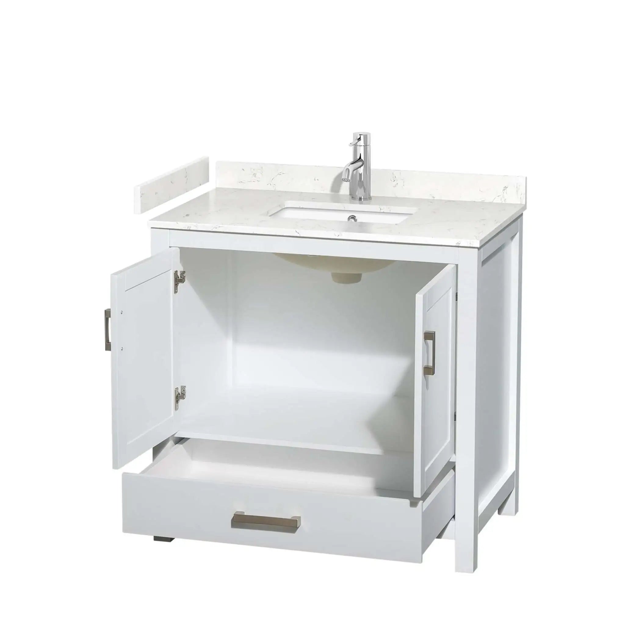 36" Sheffield Single Bathroom Vanity in White with Brushed Chrome Trim by Wyndham
