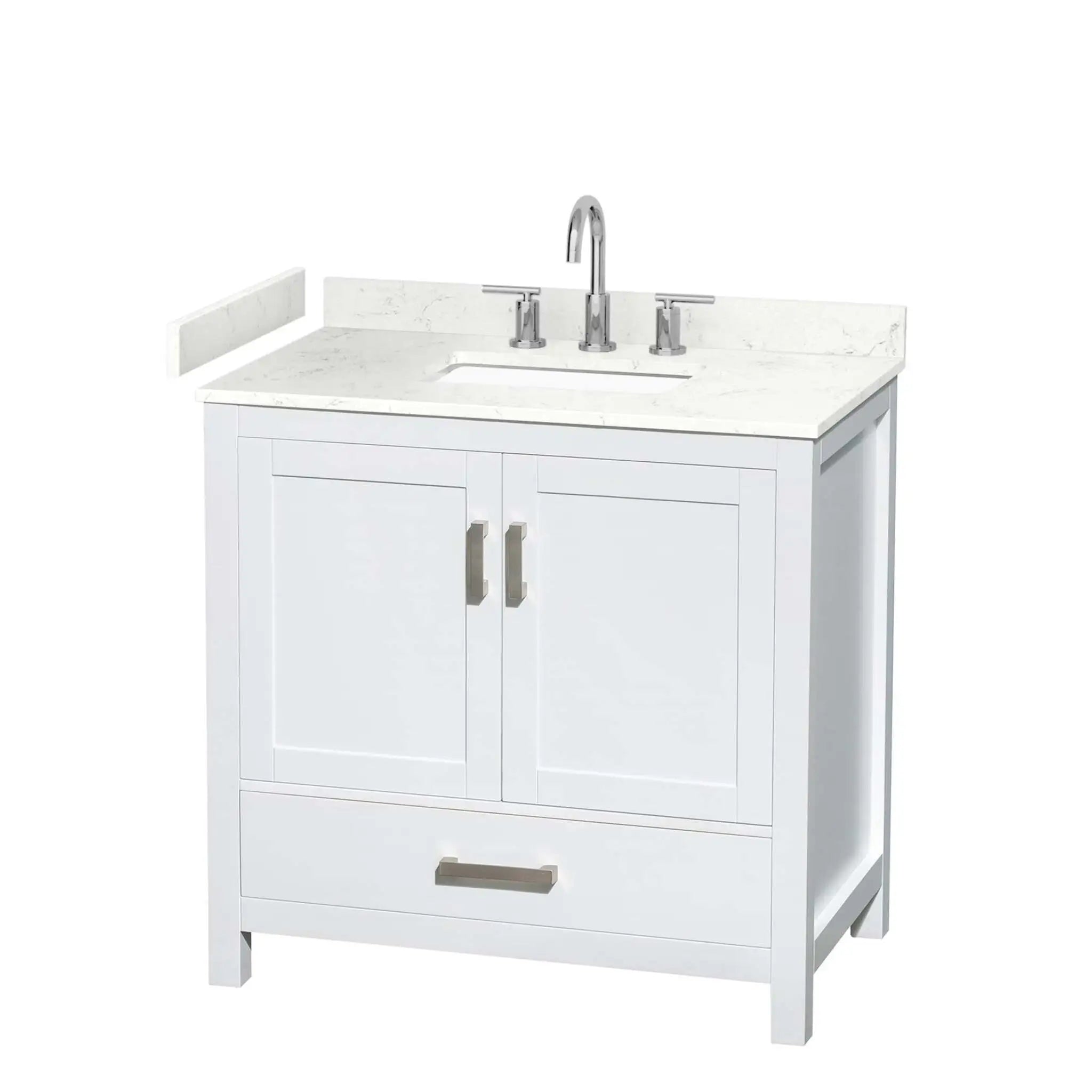 36" Sheffield Single Bathroom Vanity in White with Brushed Chrome Trim by Wyndham