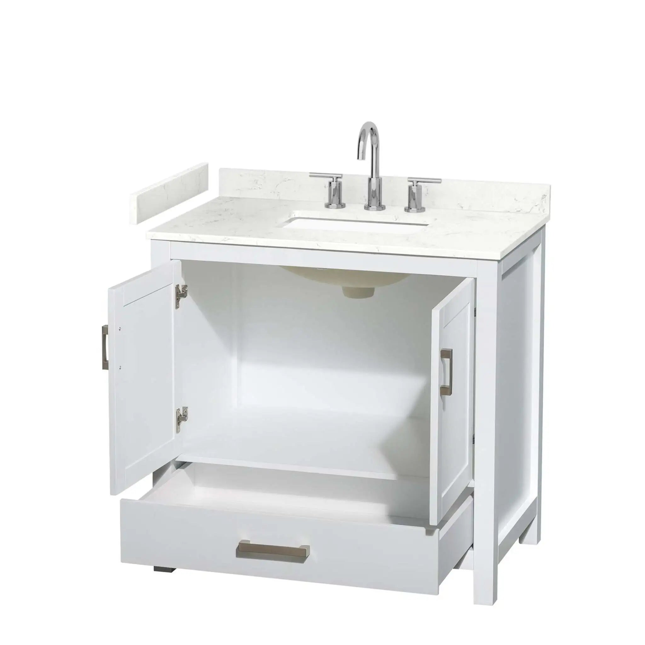36" Sheffield Single Bathroom Vanity in White with Brushed Chrome Trim by Wyndham