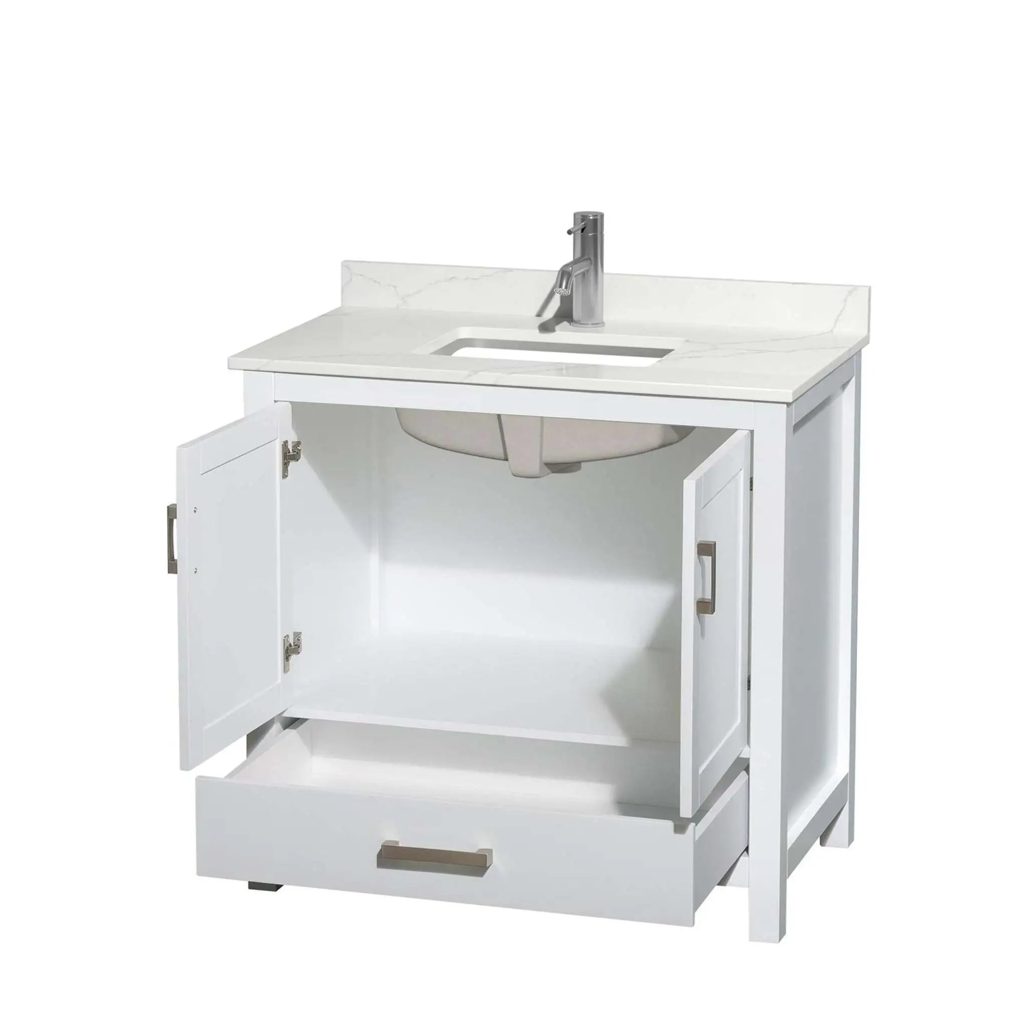 36" Sheffield Single Bathroom Vanity in White with Brushed Chrome Trim by Wyndham