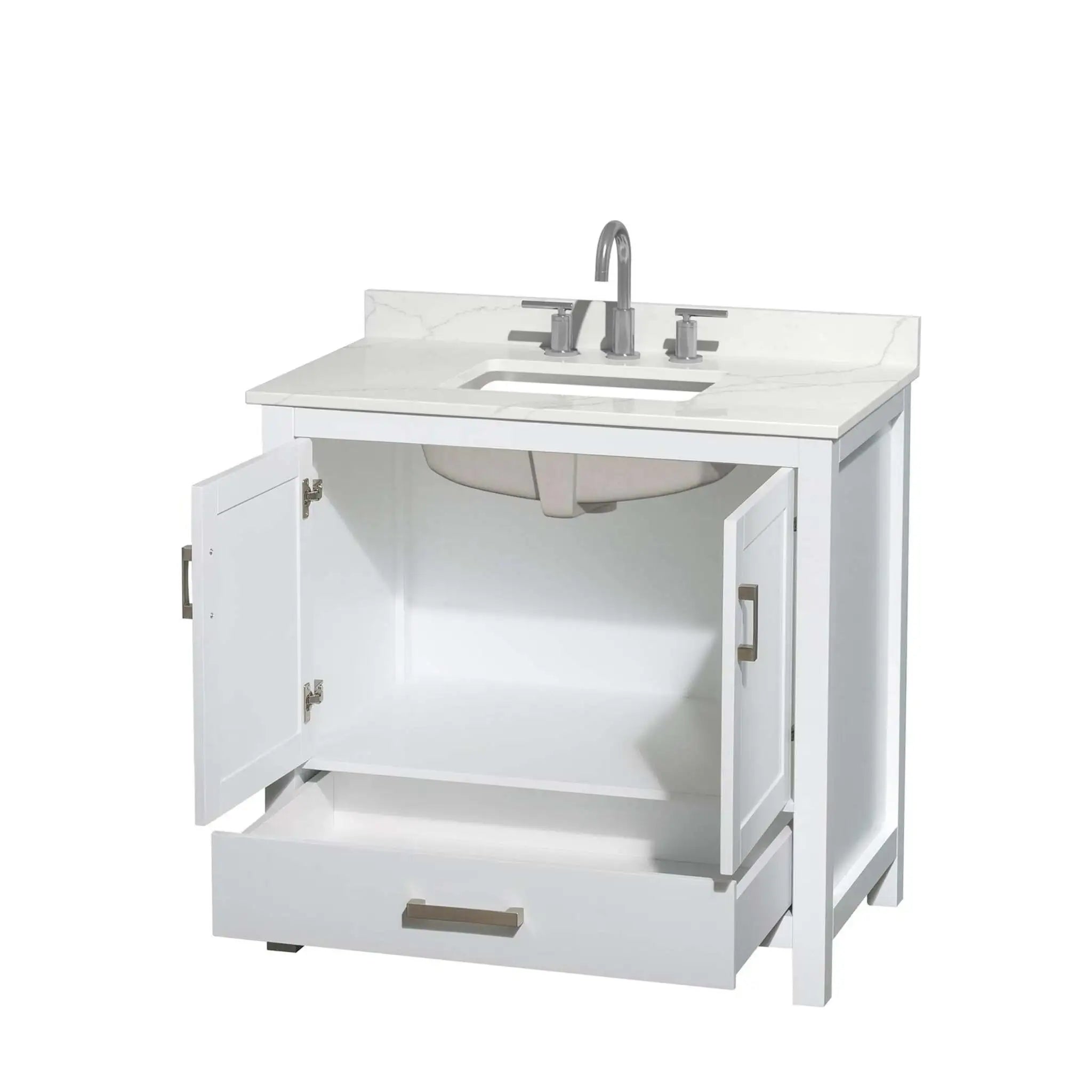 36" Sheffield Single Bathroom Vanity in White with Brushed Chrome Trim by Wyndham