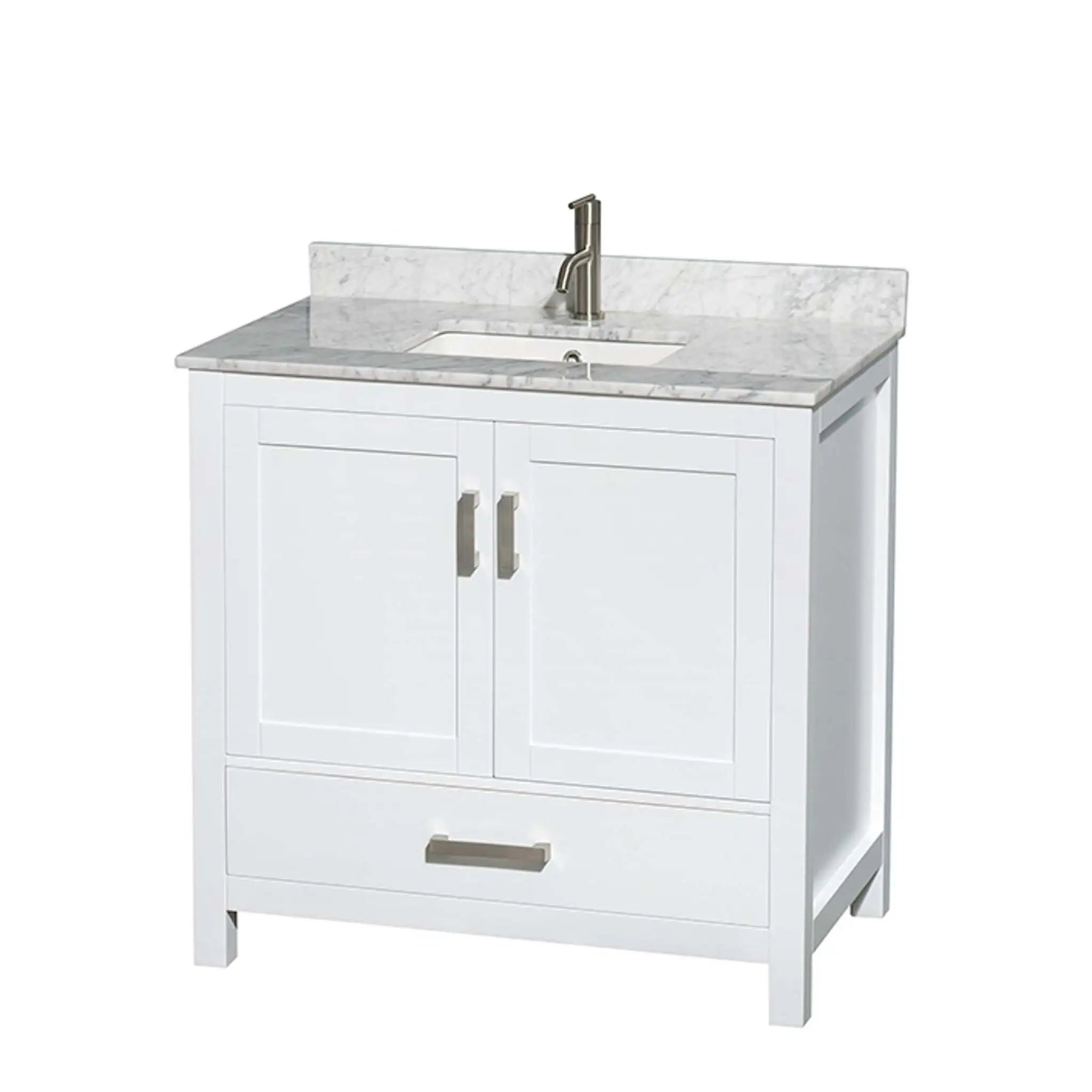 36" Sheffield Single Bathroom Vanity in White with Brushed Chrome Trim by Wyndham