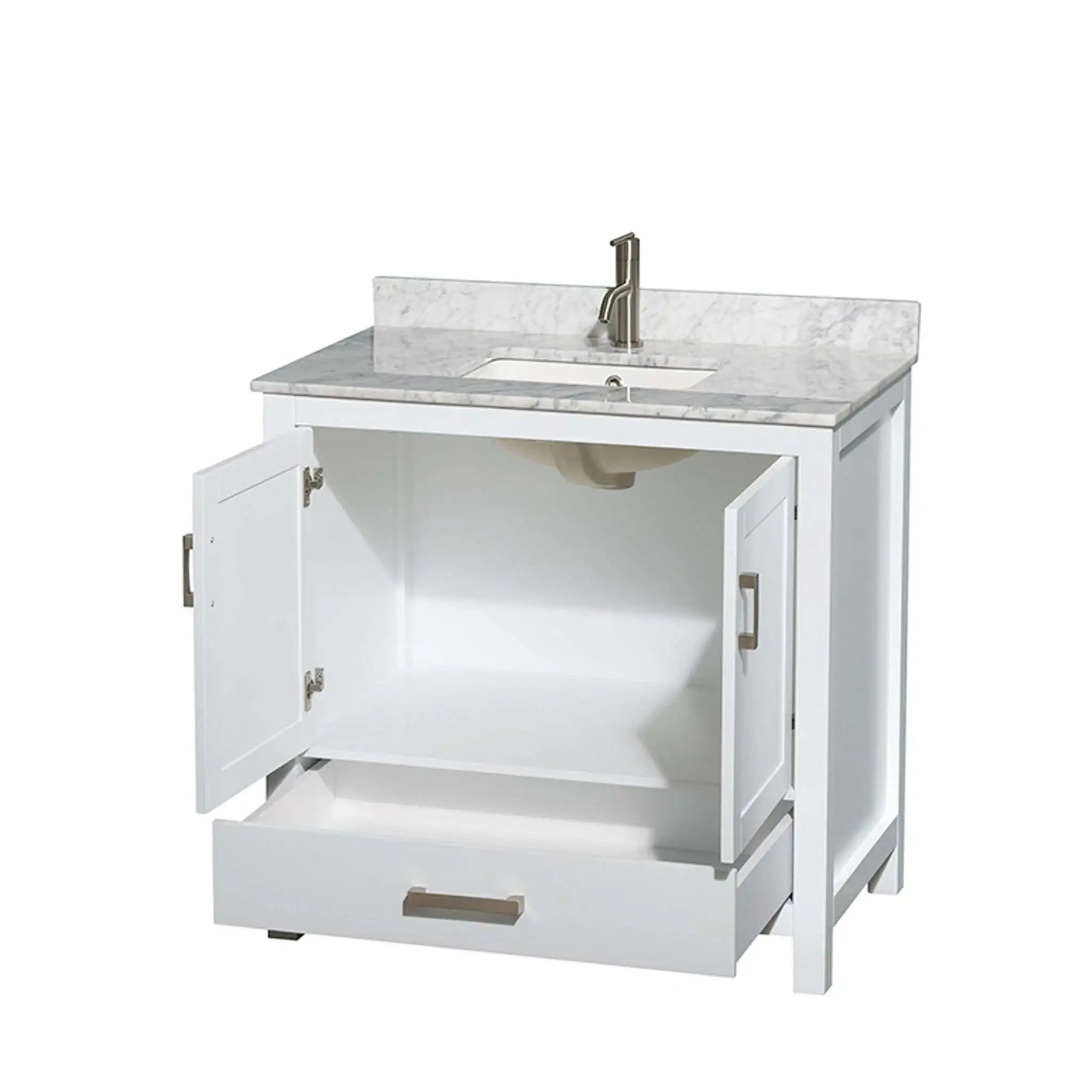 36" Sheffield Single Bathroom Vanity in White with Brushed Chrome Trim by Wyndham
