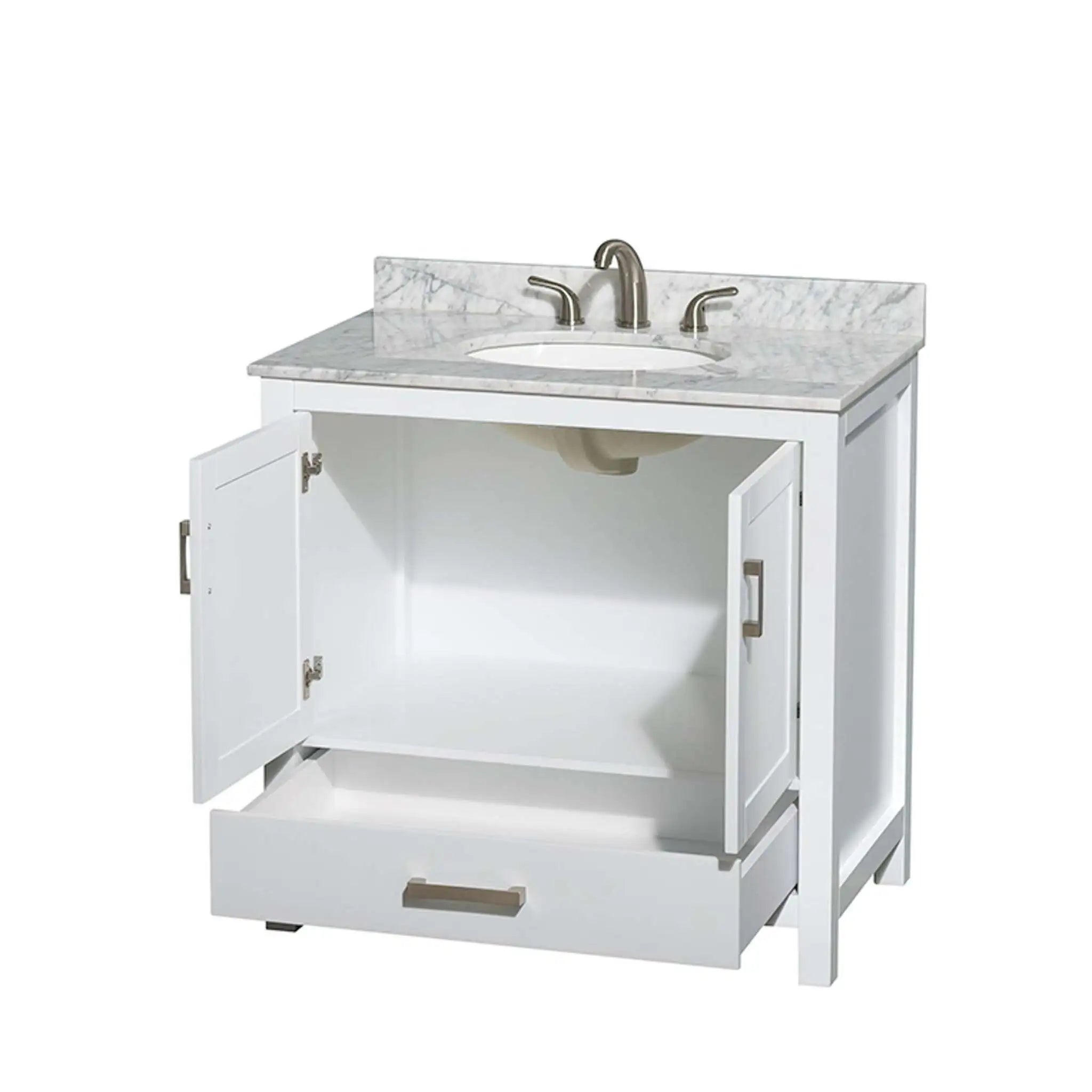 36" Sheffield Single Bathroom Vanity in White with Brushed Chrome Trim by Wyndham