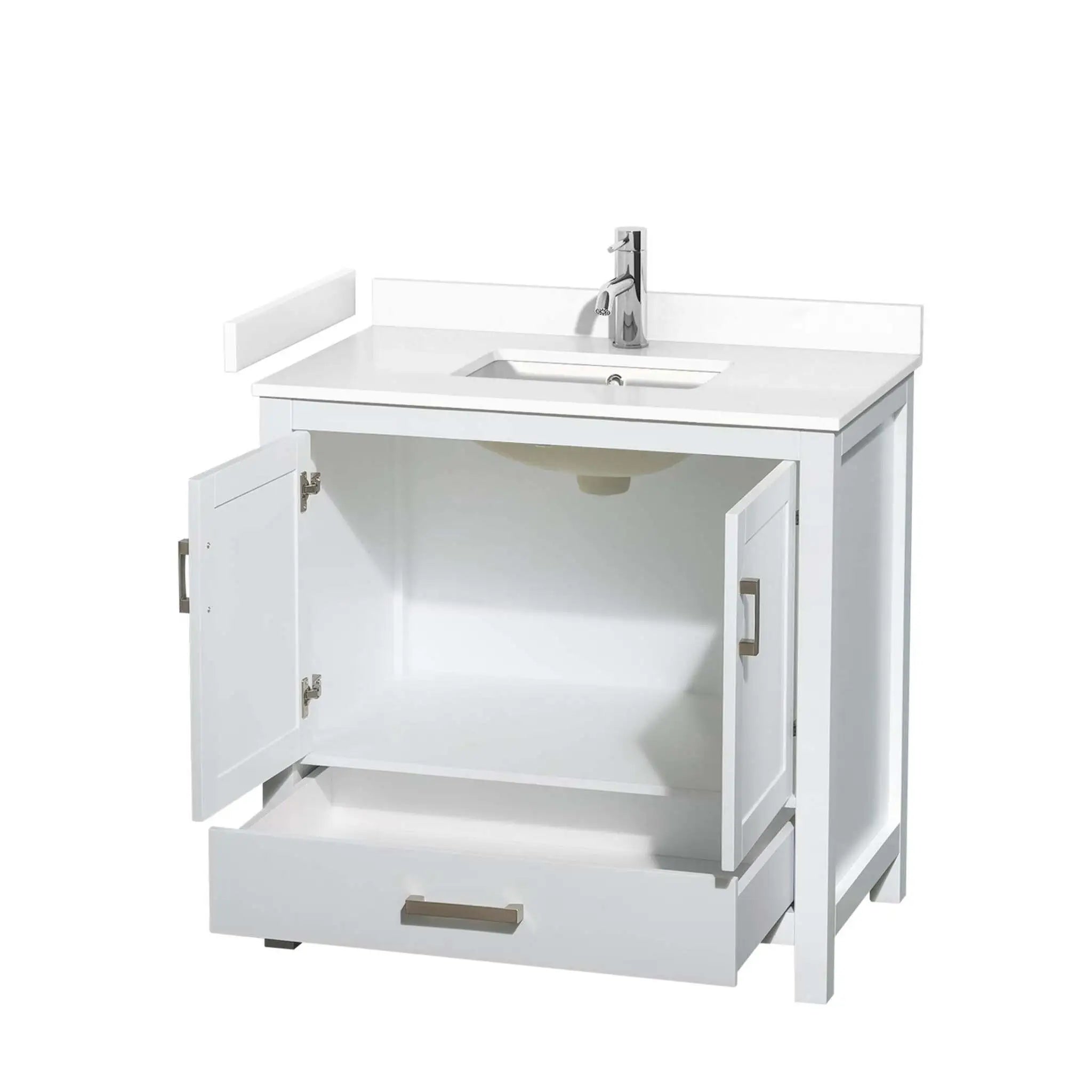 36" Sheffield Single Bathroom Vanity in White with Brushed Chrome Trim by Wyndham