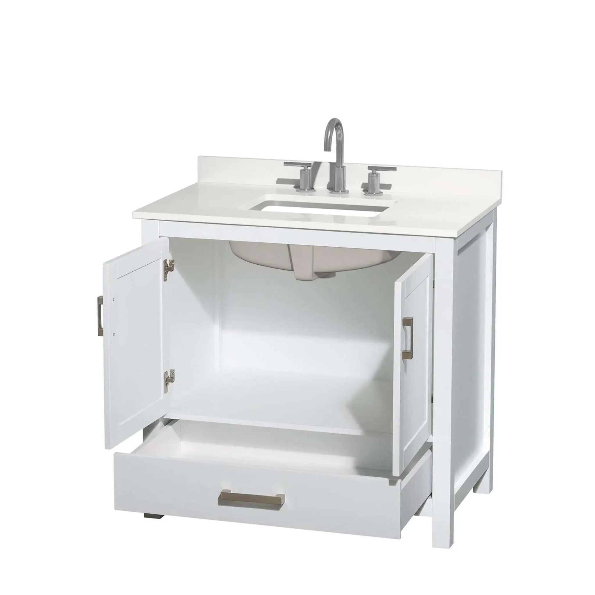 36" Sheffield Single Bathroom Vanity in White with Brushed Chrome Trim by Wyndham