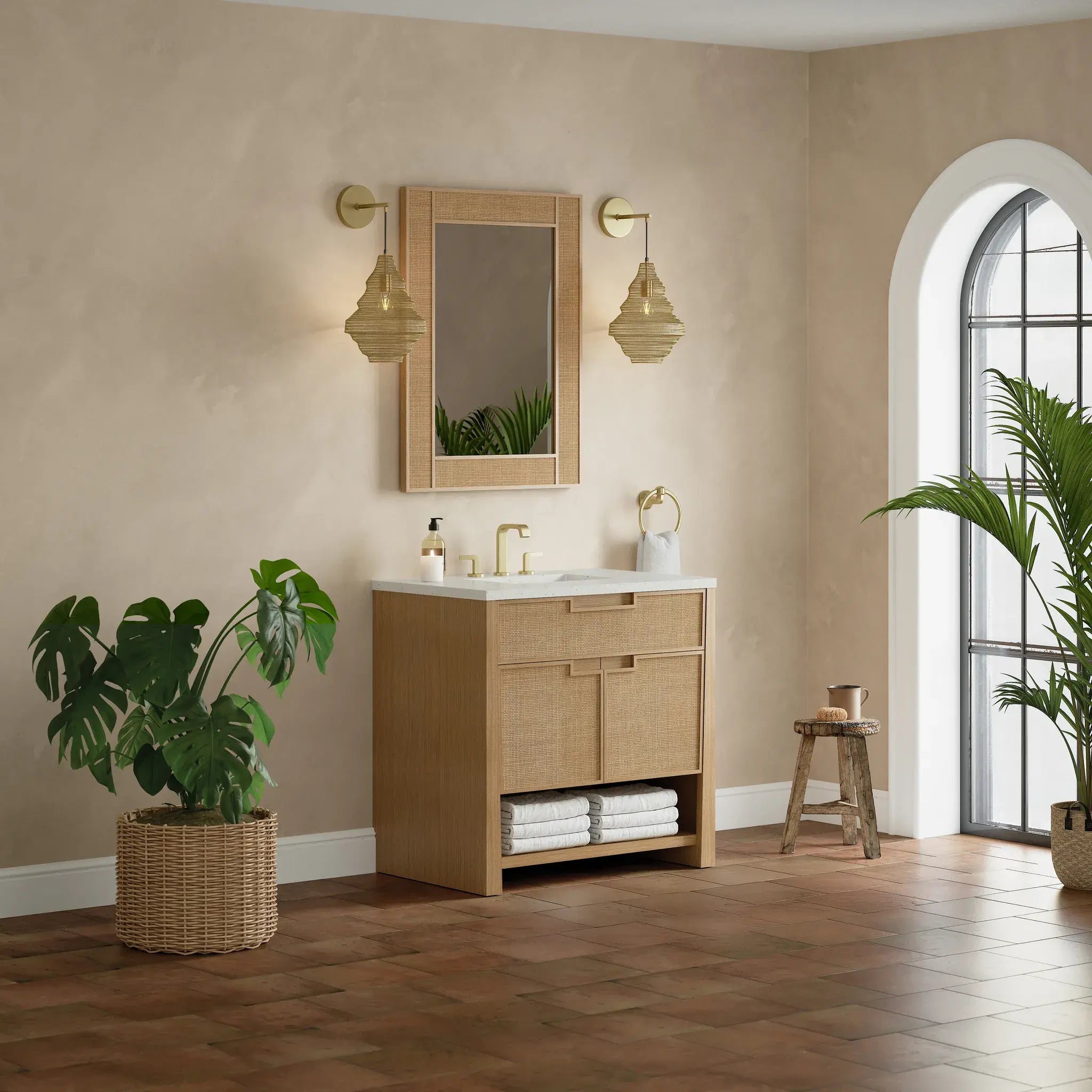 36" Solene Single Vanity in Seaside Oak-Lime Delight Silestone-8" Widespread image 3