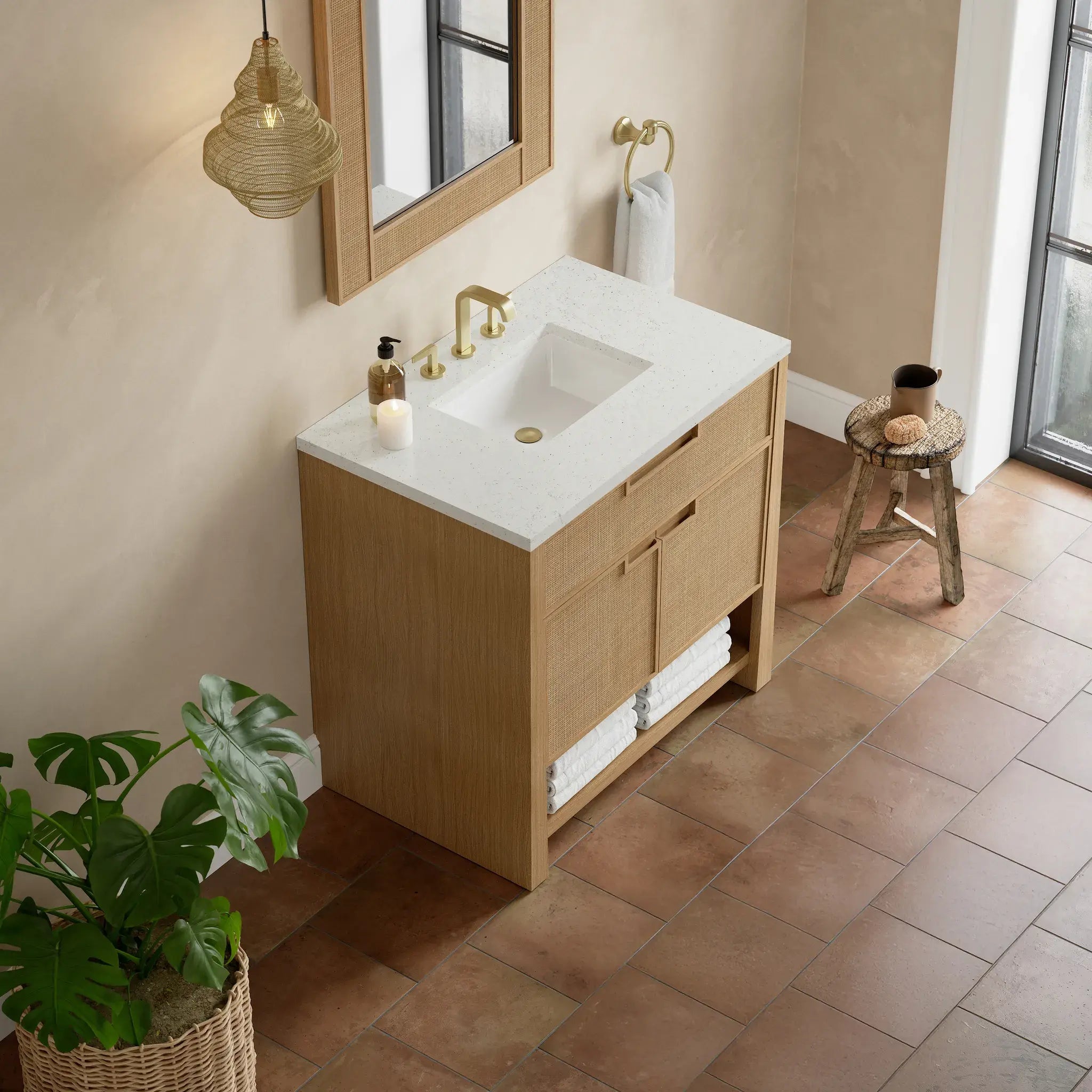 36" Solene Single Vanity in Seaside Oak-Lime Delight Silestone-8" Widespread image 6