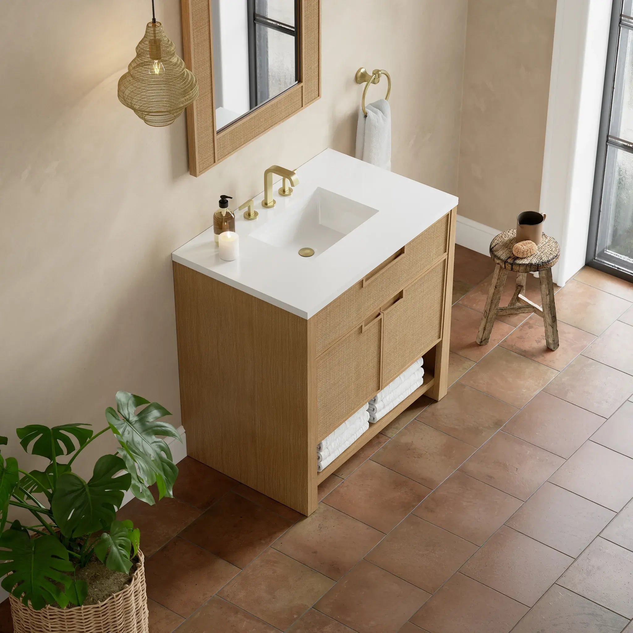 36" Solene Single Vanity in Seaside Oak-White Zeus Silestone-8" Widespread image 6
