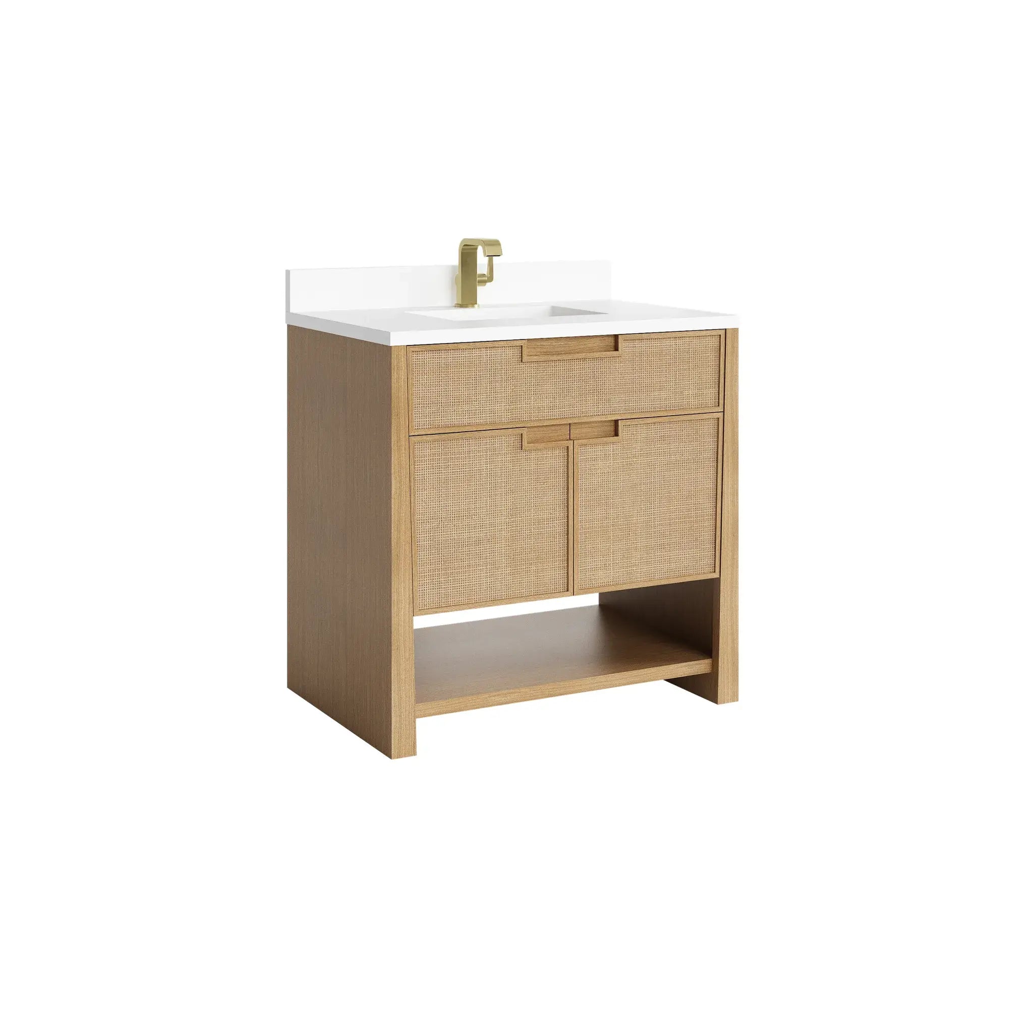 36" Solene Single Vanity in Seaside Oak-White Zeus Silestone & Backsplash-Single Hole image 8