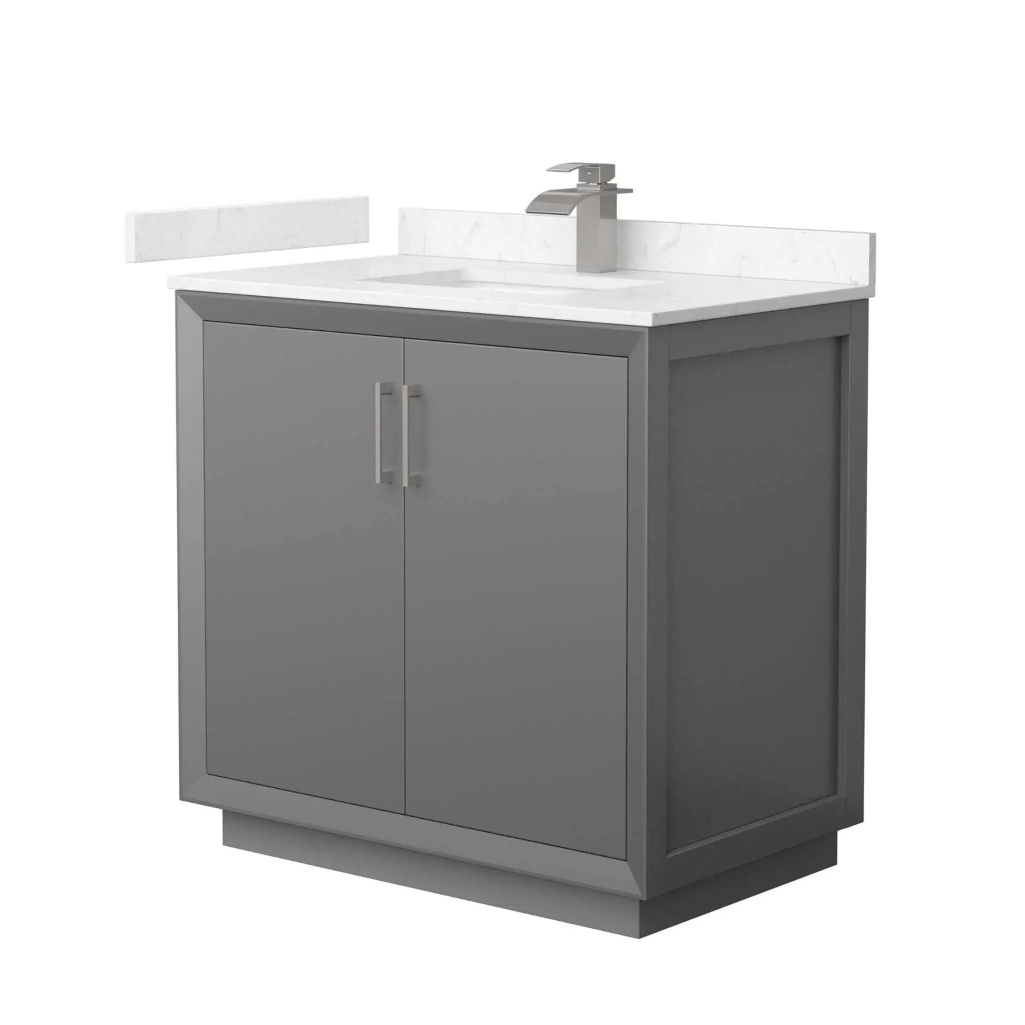 36" Strada Single Bathroom Vanity in Dark Gray with Brushed Nickel Trim by Wyndham