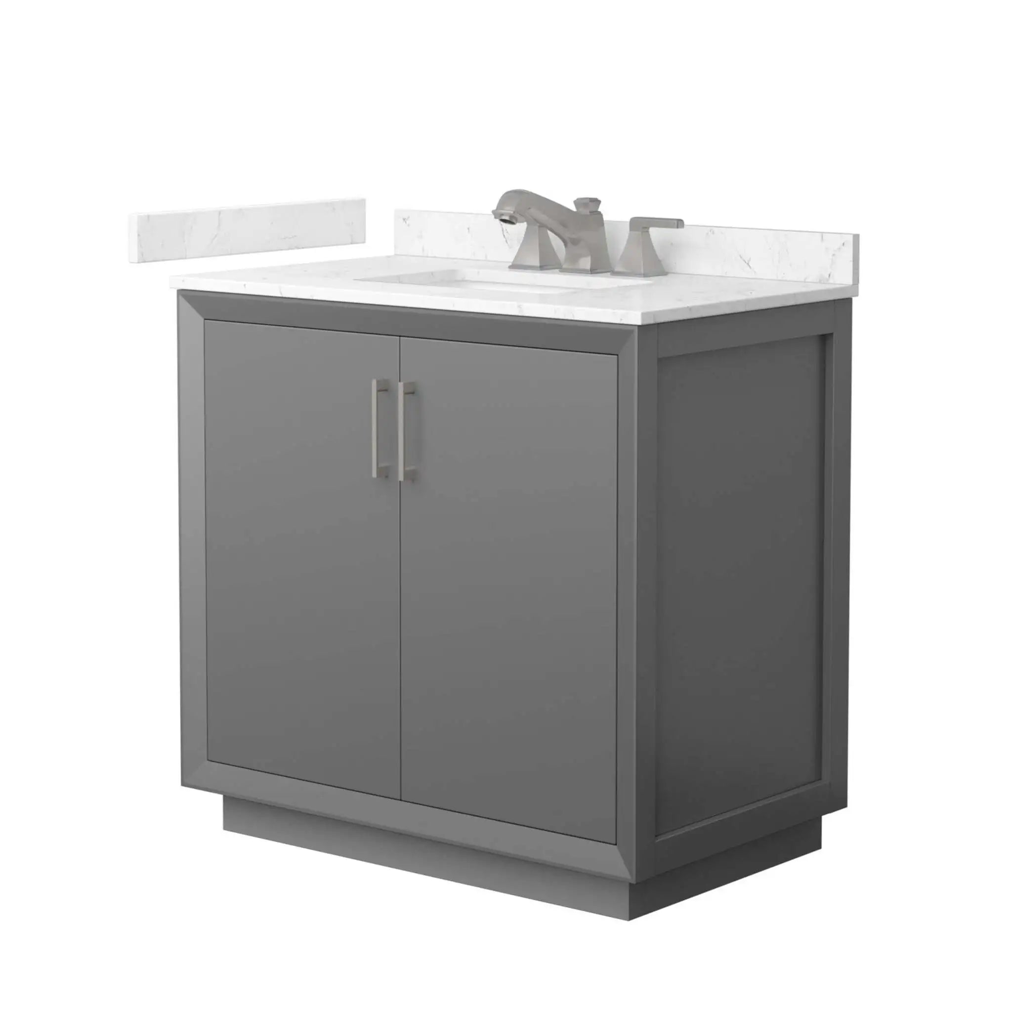 36" Strada Single Bathroom Vanity in Dark Gray with Brushed Nickel Trim by Wyndham