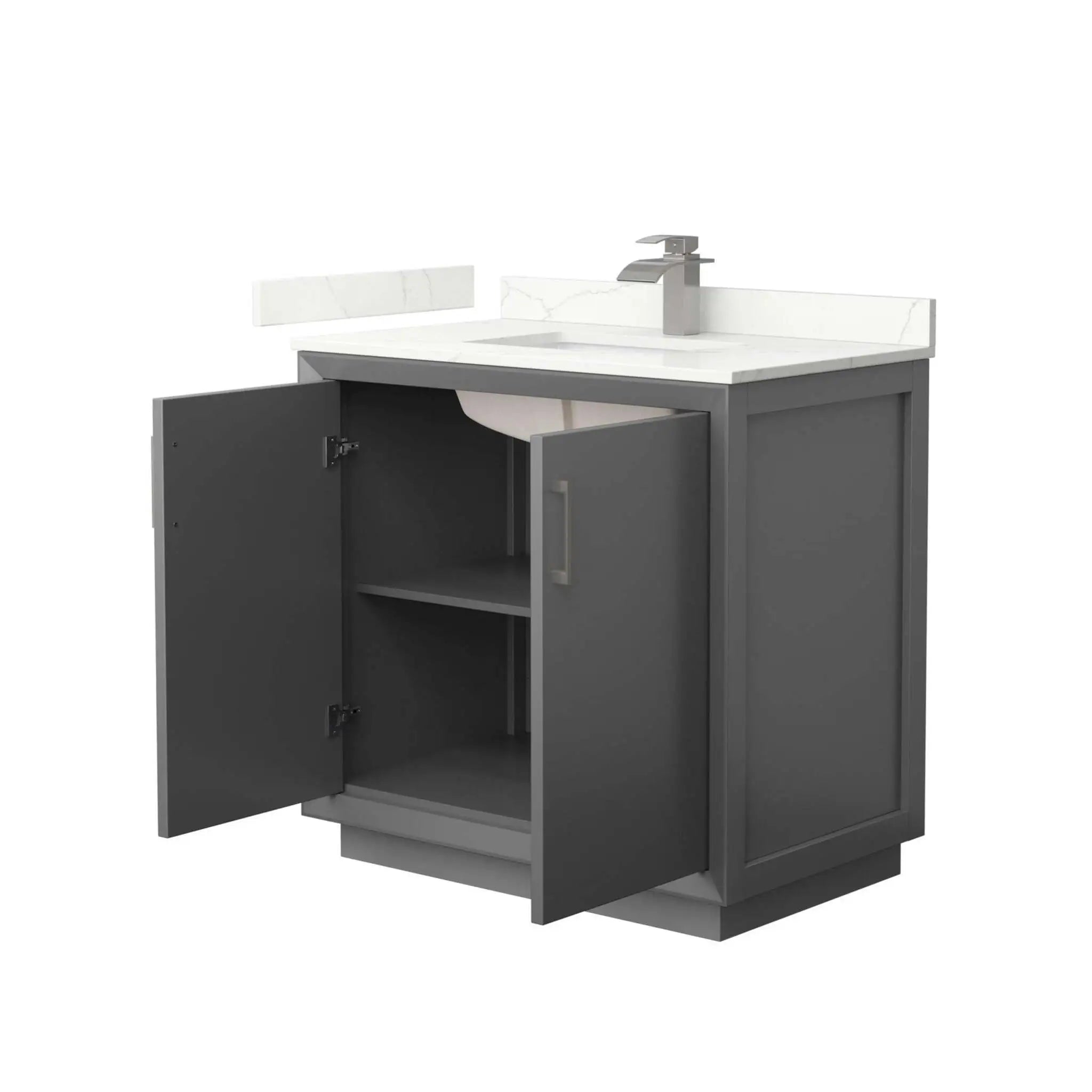 36" Strada Single Bathroom Vanity in Dark Gray with Brushed Nickel Trim by Wyndham