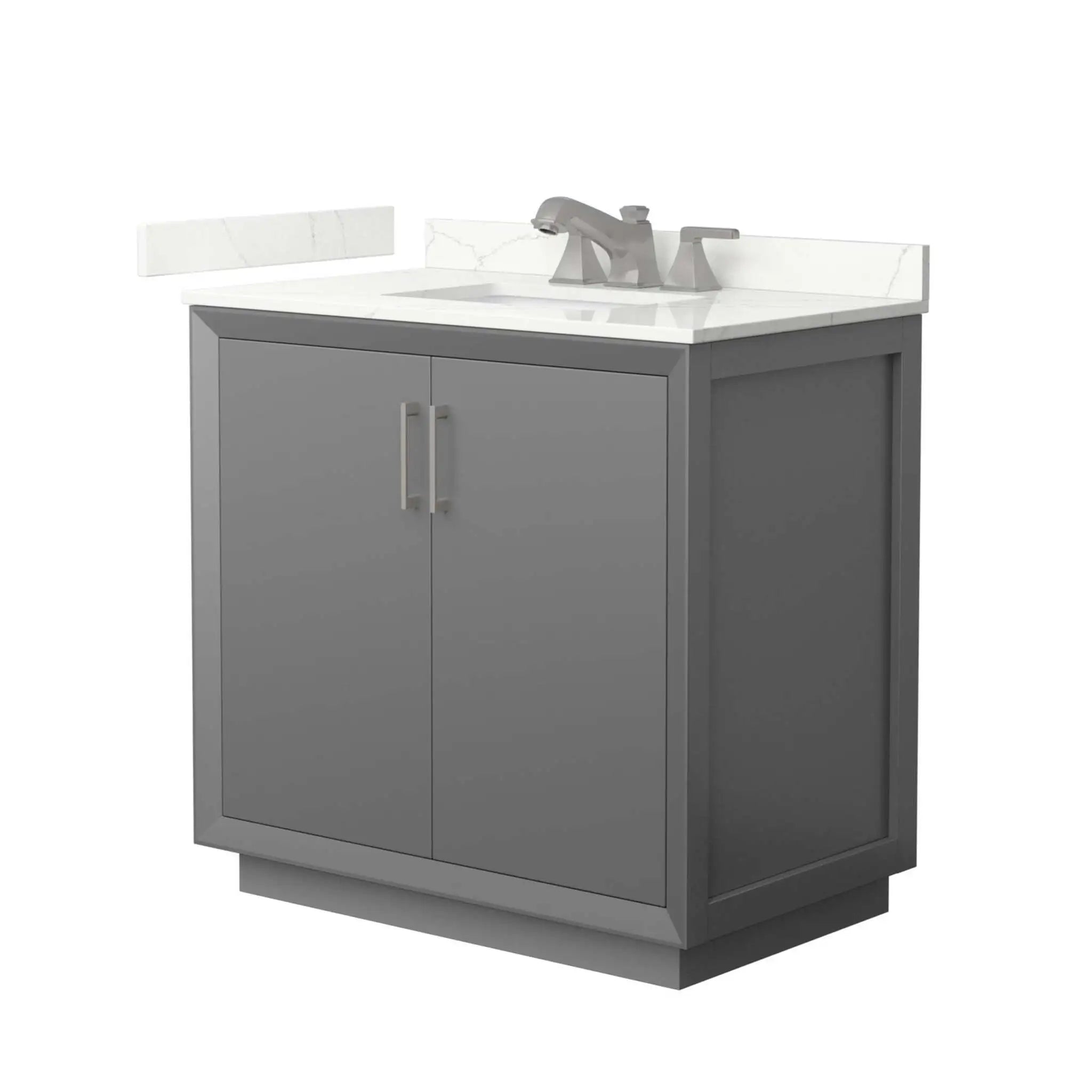 36" Strada Single Bathroom Vanity in Dark Gray with Brushed Nickel Trim by Wyndham