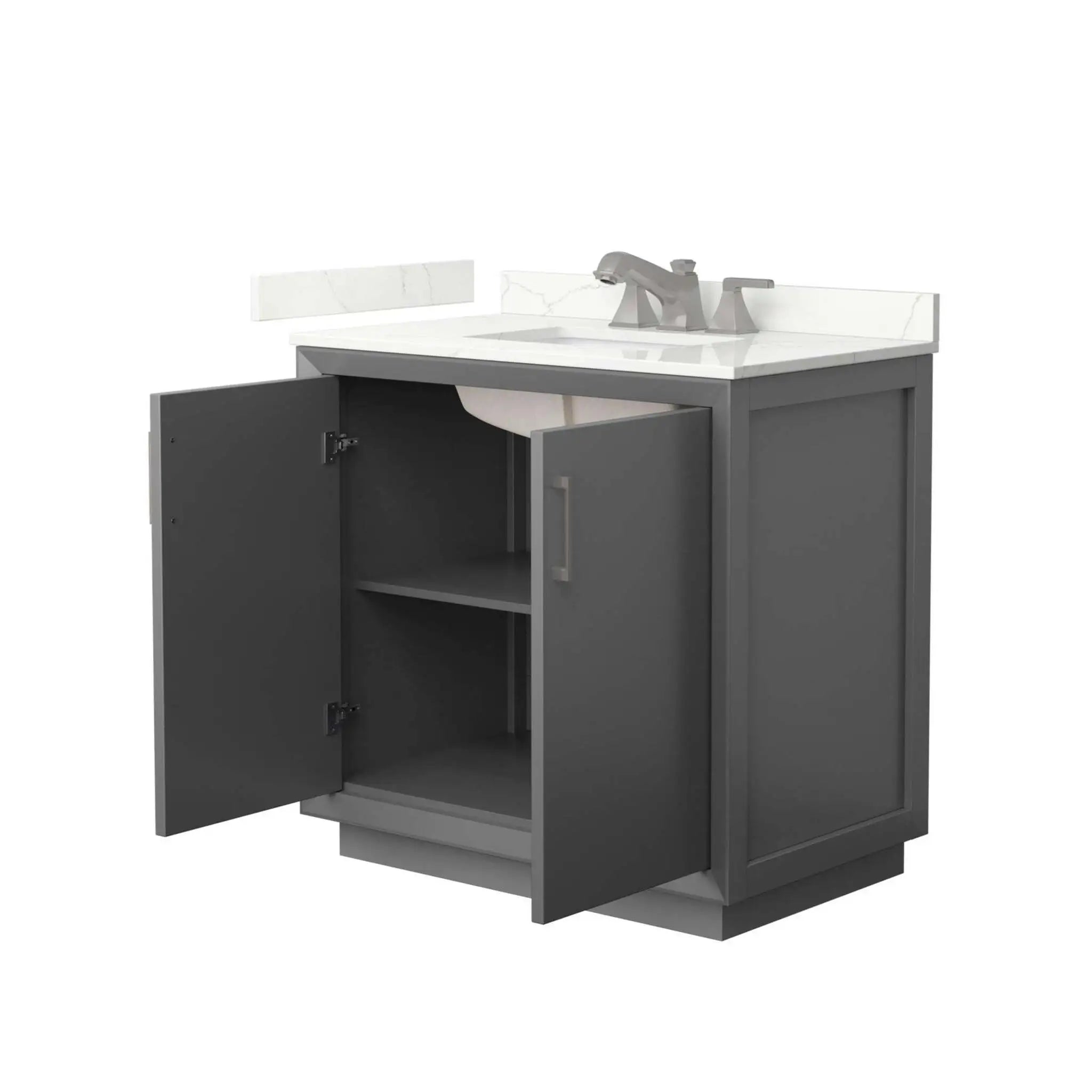 36" Strada Single Bathroom Vanity in Dark Gray with Brushed Nickel Trim by Wyndham
