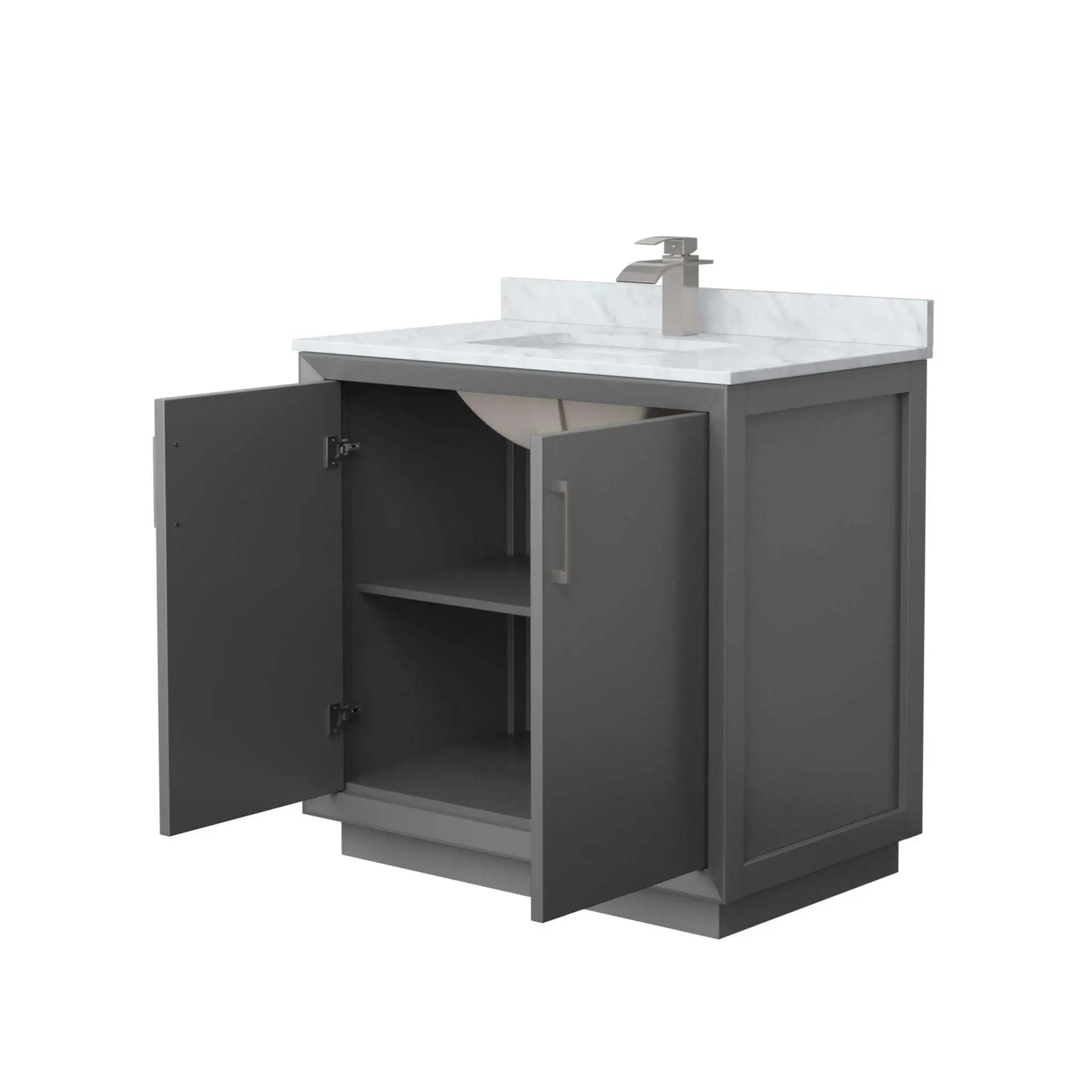 36" Strada Single Bathroom Vanity in Dark Gray with Brushed Nickel Trim by Wyndham