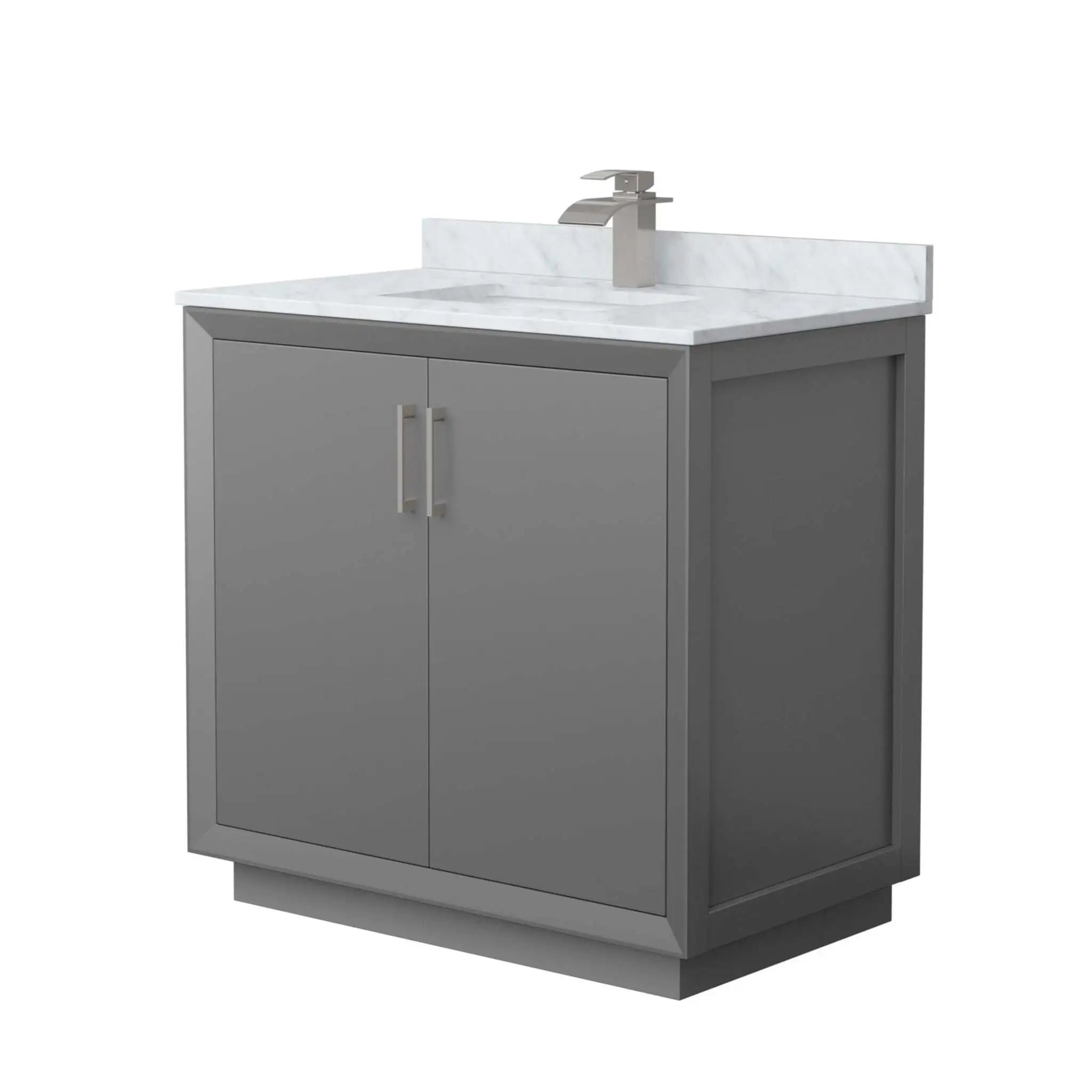 36" Strada Single Bathroom Vanity in Dark Gray with Brushed Nickel Trim by Wyndham
