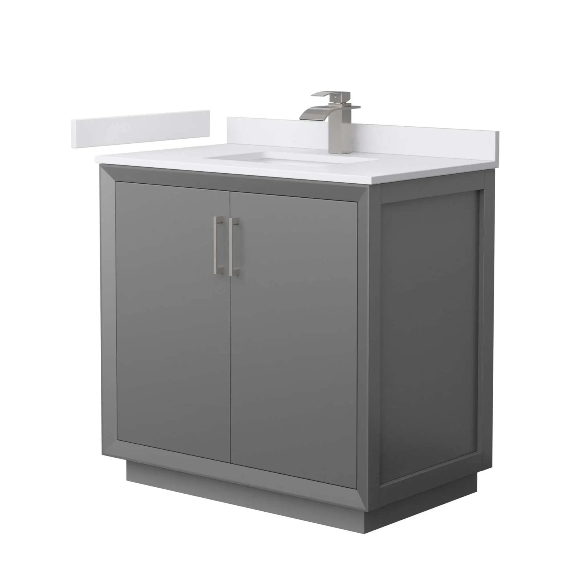 36" Strada Single Bathroom Vanity in Dark Gray with Brushed Nickel Trim by Wyndham