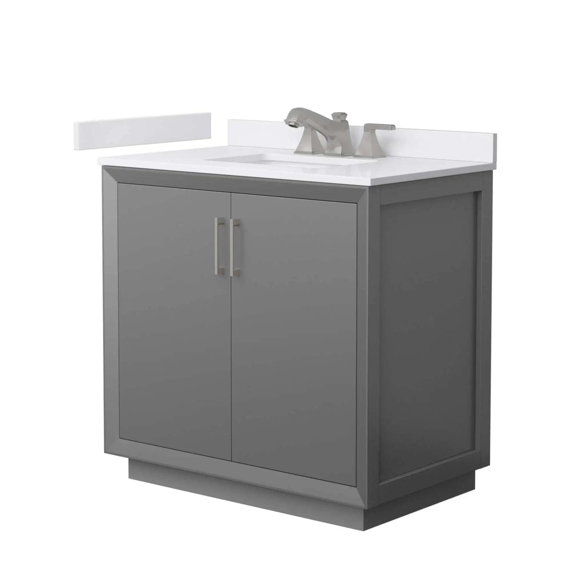 36" Strada Single Bathroom Vanity in Dark Gray with Brushed Nickel Trim by Wyndham