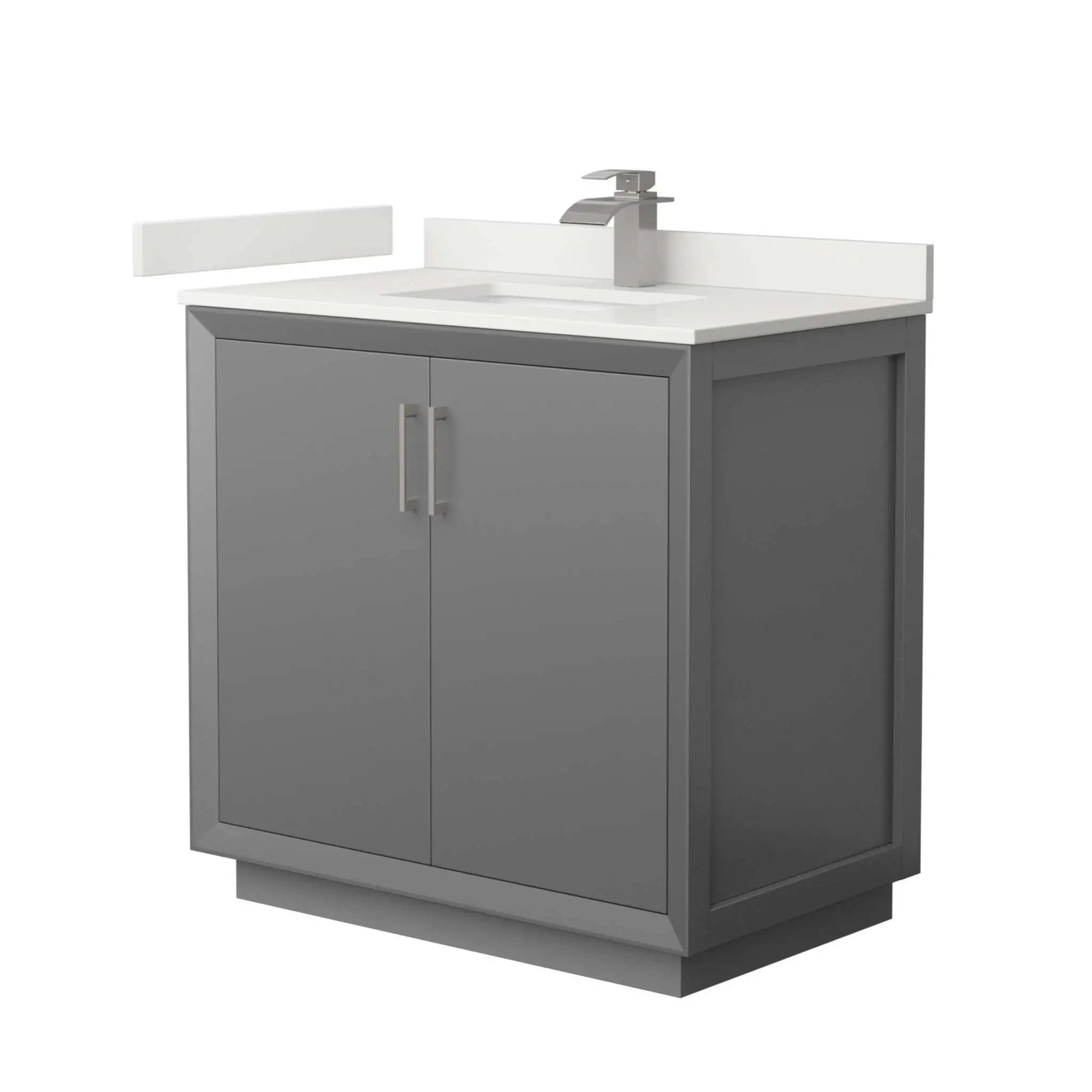 36" Strada Single Bathroom Vanity in Dark Gray with Brushed Nickel Trim by Wyndham