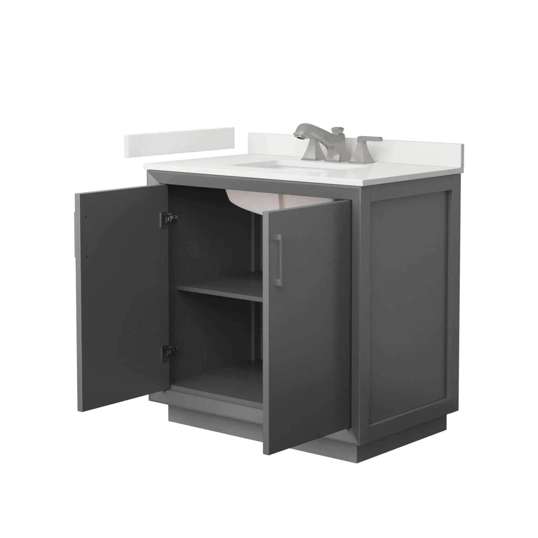 36" Strada Single Bathroom Vanity in Dark Gray with Brushed Nickel Trim by Wyndham