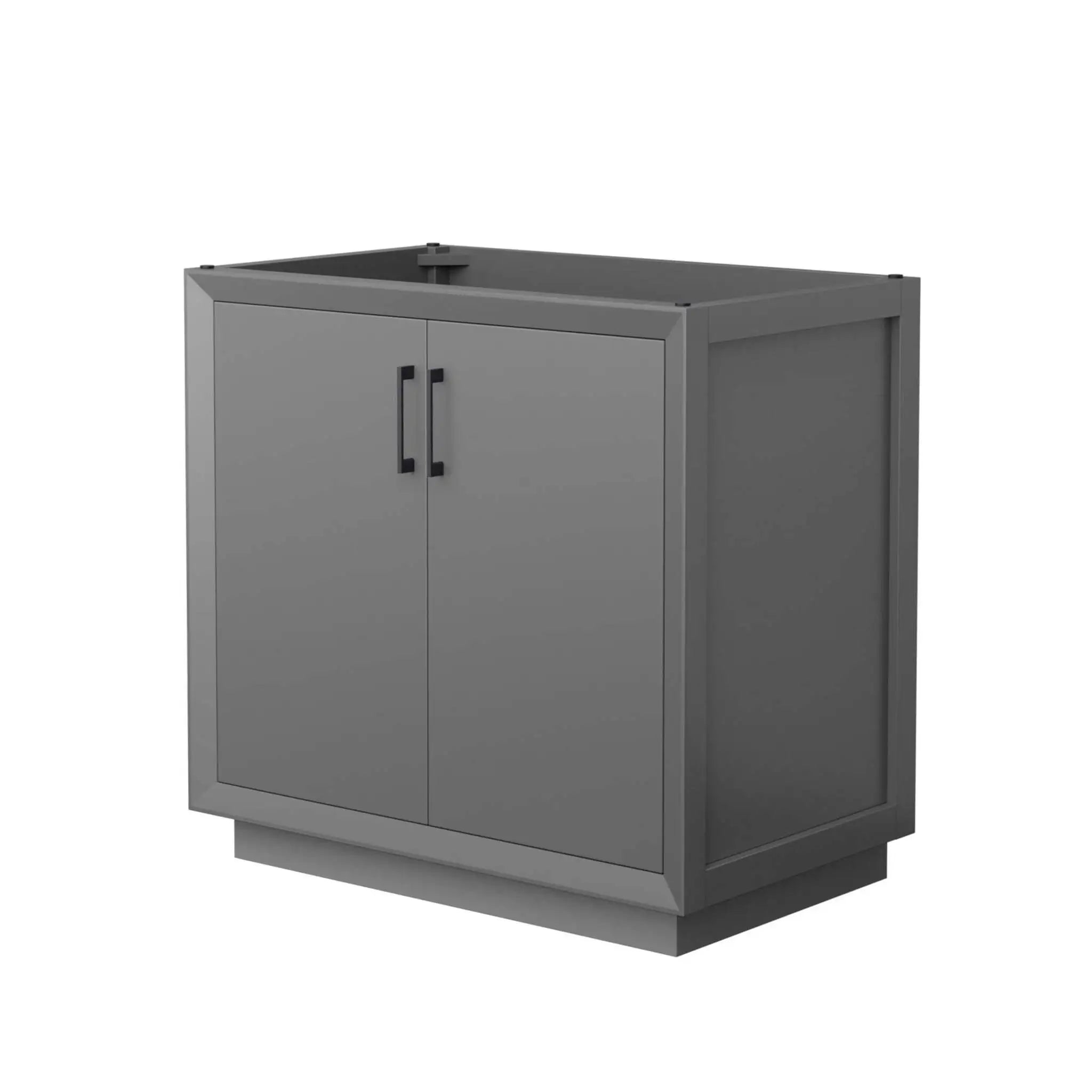 36" Strada Single Bathroom Vanity in Dark Gray with Matte Black Trim by Wyndham