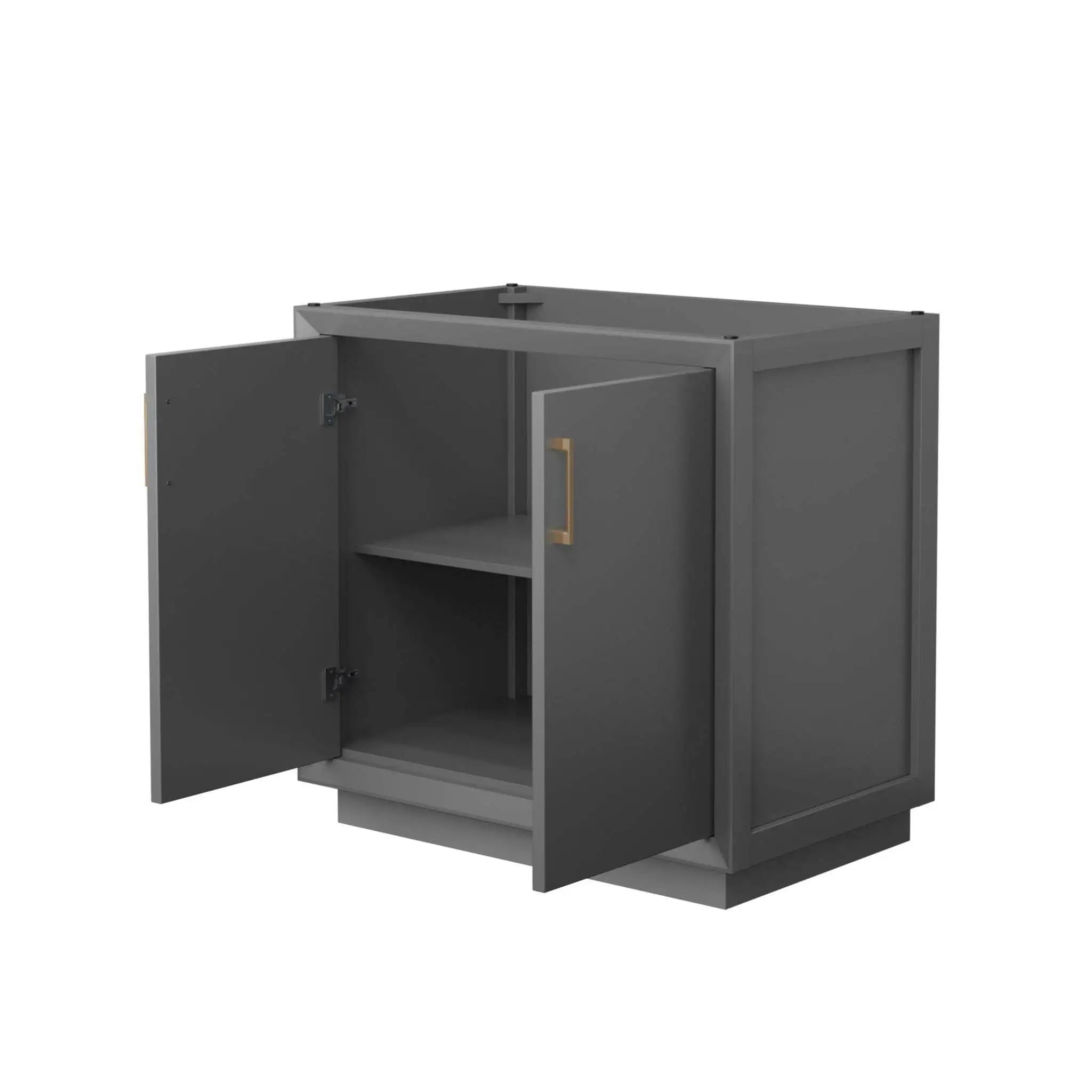 36" Strada Single Bathroom Vanity in Dark Gray with Satin Bronze Trim by Wyndham