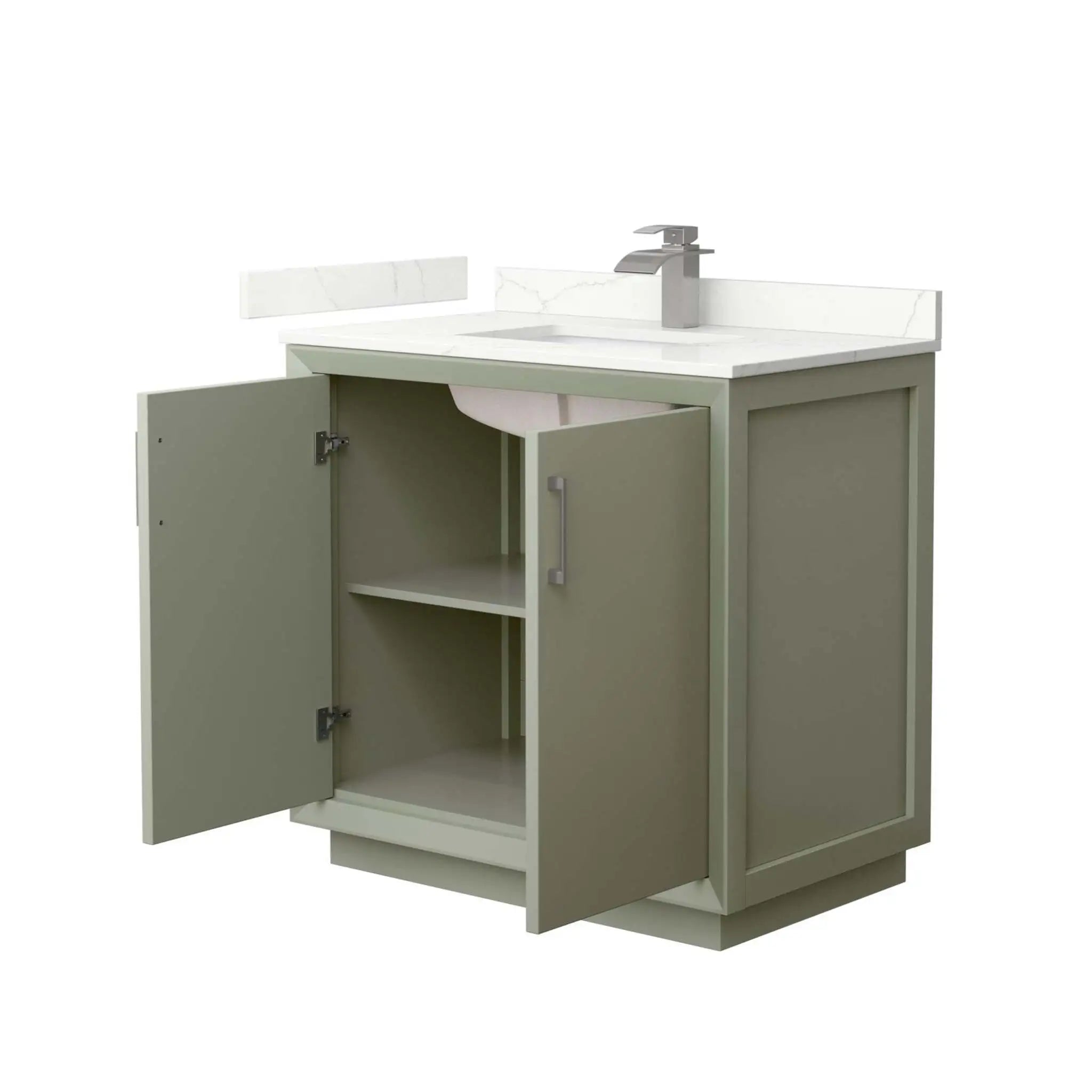 36" Strada Single Bathroom Vanity in Light Green with Brushed Nickel Trim by Wyndham