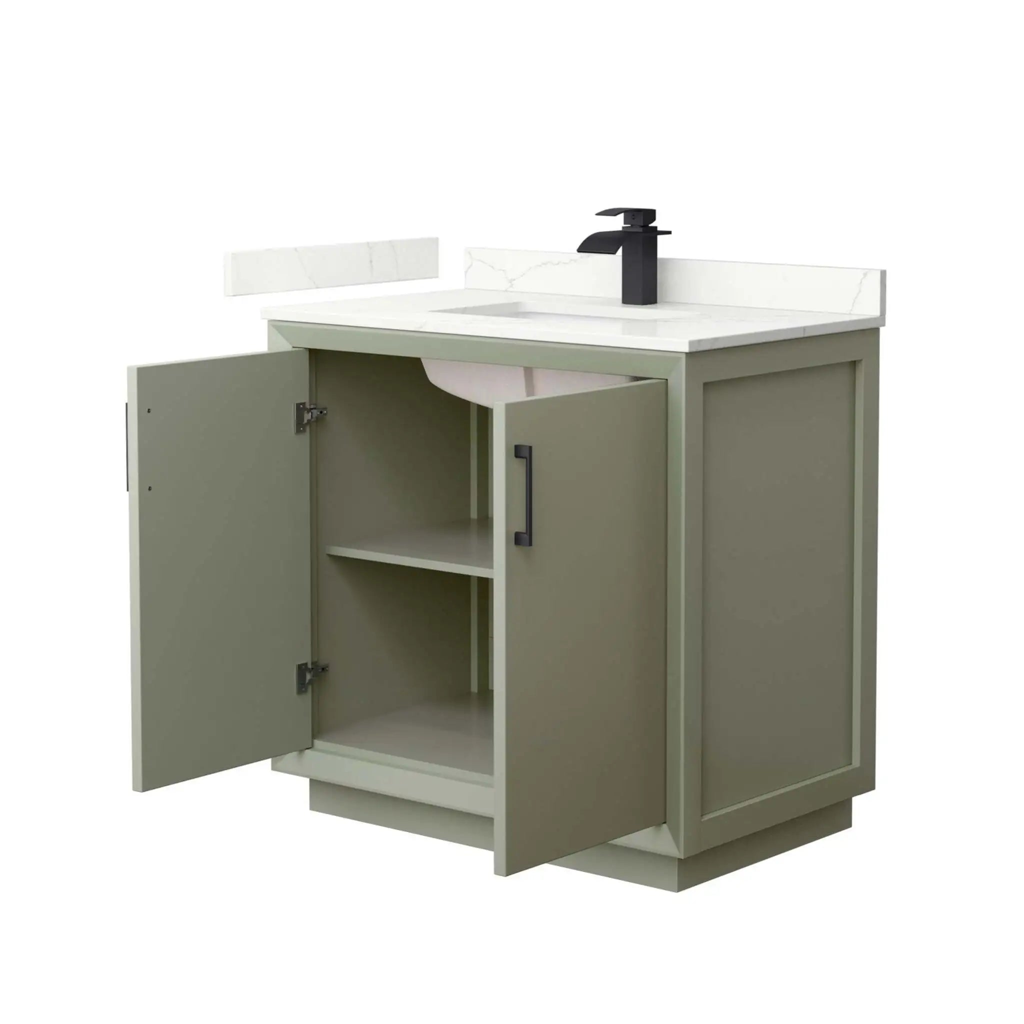 36" Strada Single Bathroom Vanity in Light Green with Matte Black Trim by Wyndham