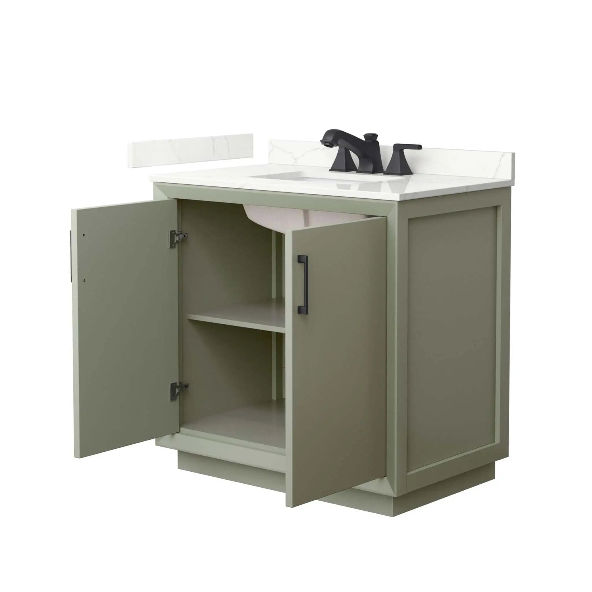 36" Strada Single Bathroom Vanity in Light Green with Matte Black Trim by Wyndham