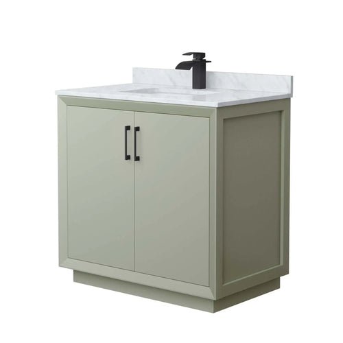36" Strada Single Bathroom Vanity in Light Green with Matte Black Trim by Wyndham