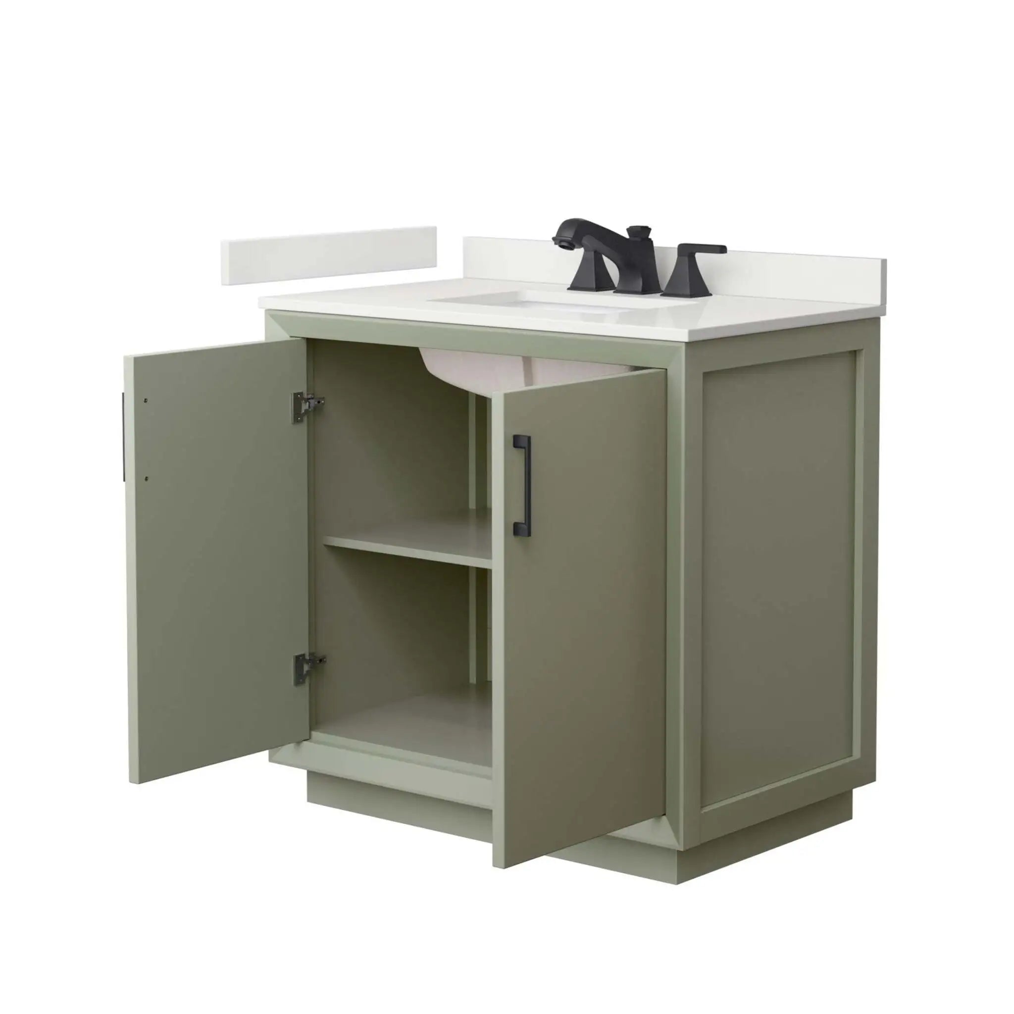 36" Strada Single Bathroom Vanity in Light Green with Matte Black Trim by Wyndham