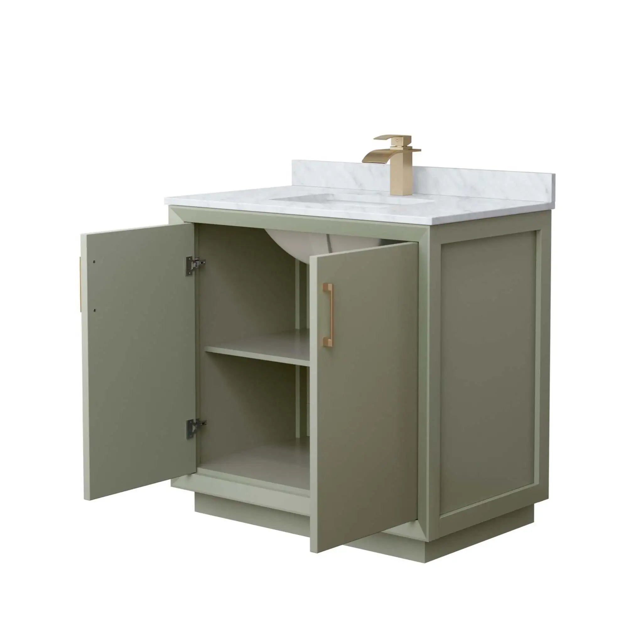 36" Strada Single Bathroom Vanity in Light Green with Satin Bronze Trim by Wyndham