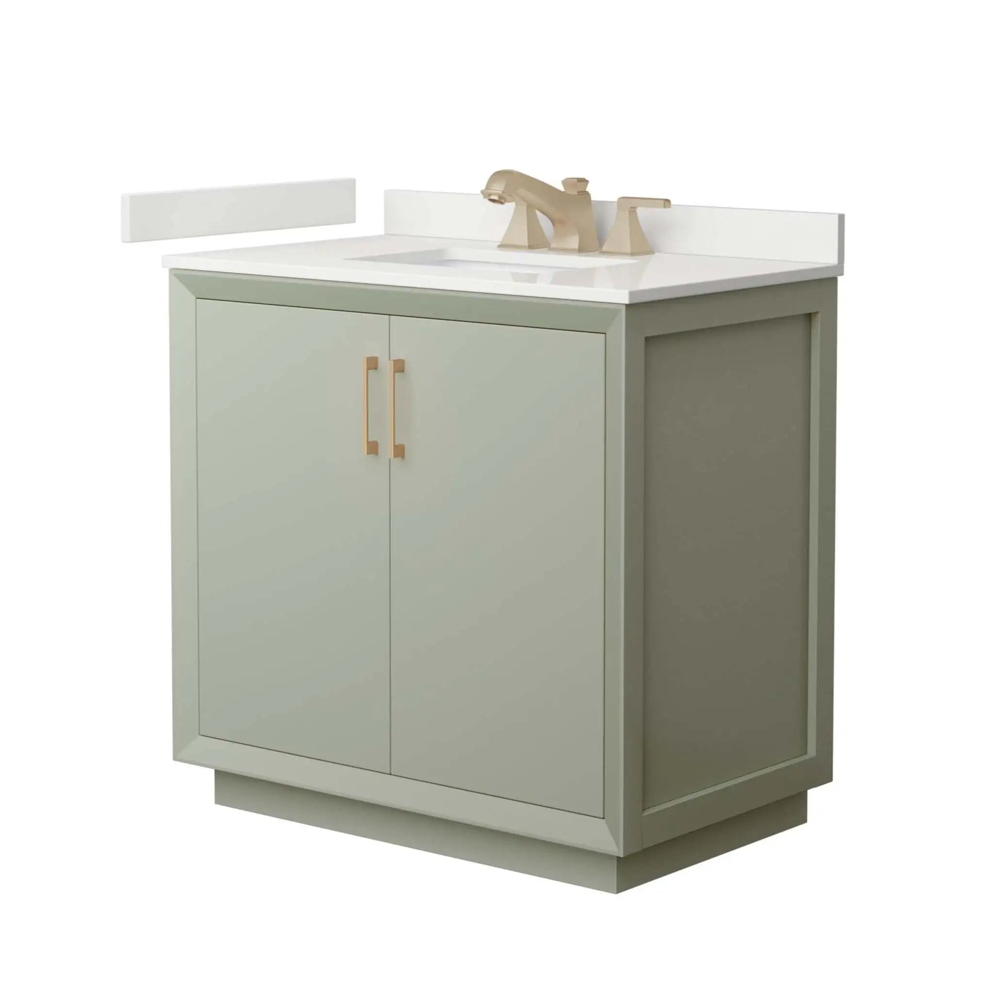 36" Strada Single Bathroom Vanity in Light Green with Satin Bronze Trim by Wyndham