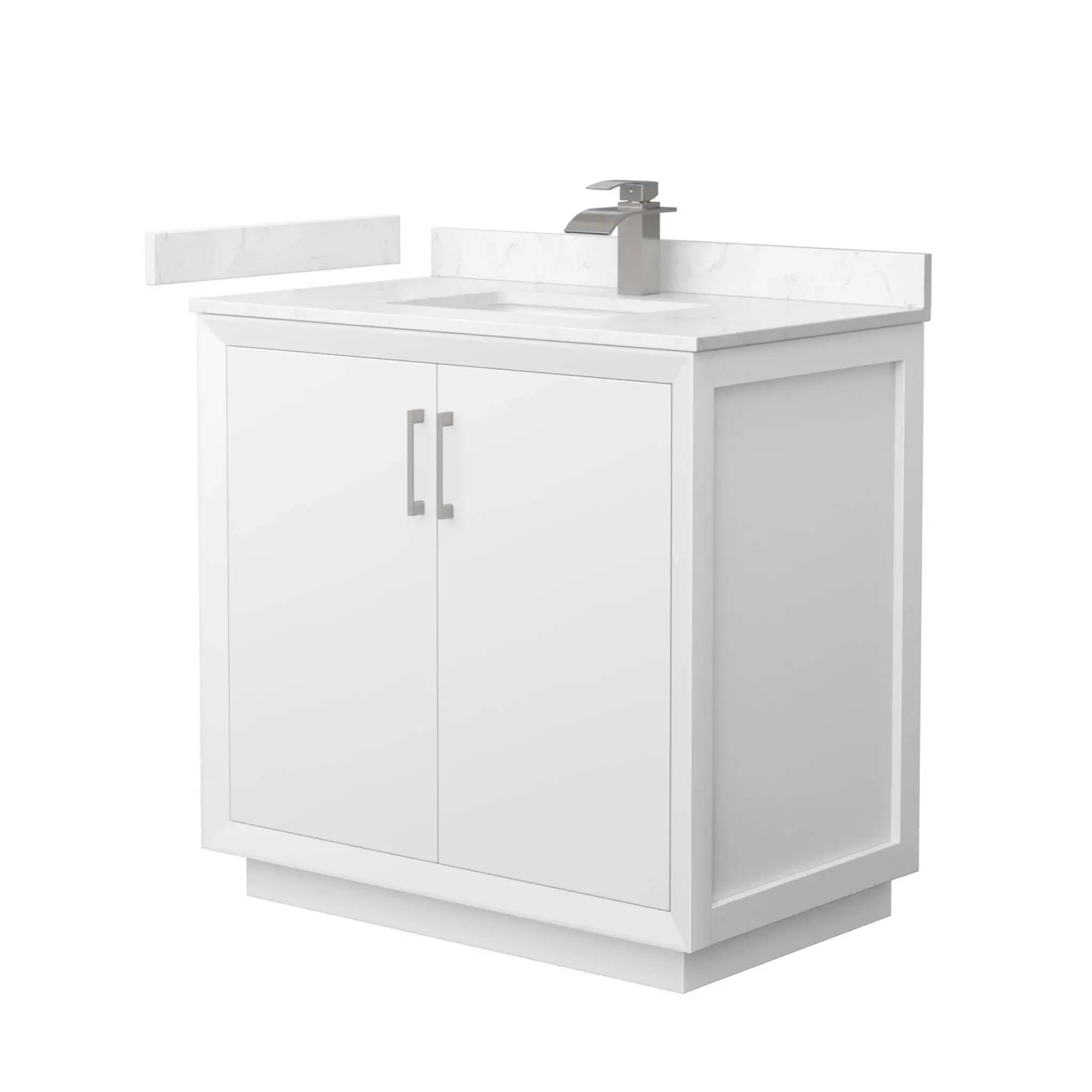 36" Strada Single Bathroom Vanity in White with Brushed Nickel Trim by Wyndham