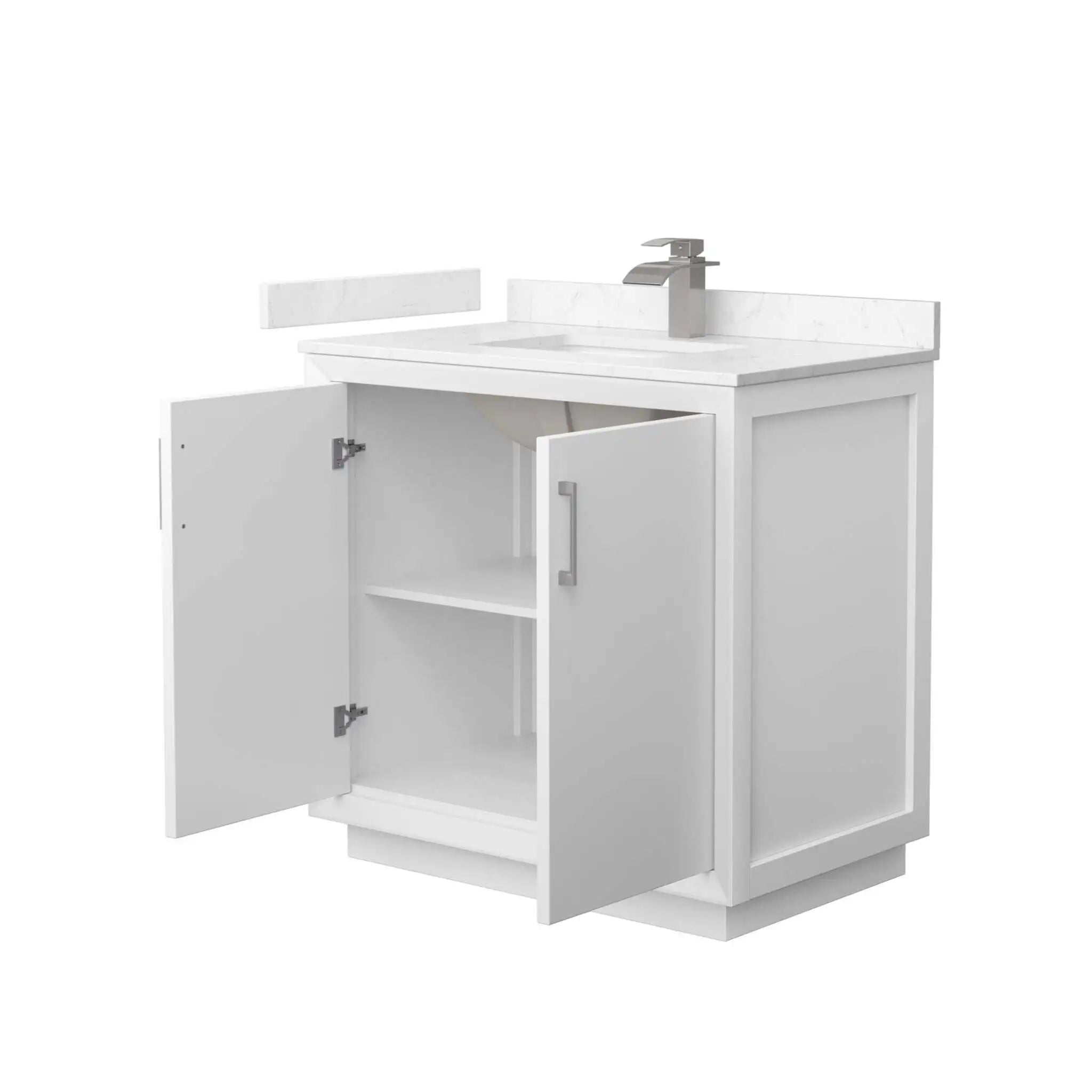 36" Strada Single Bathroom Vanity in White with Brushed Nickel Trim by Wyndham