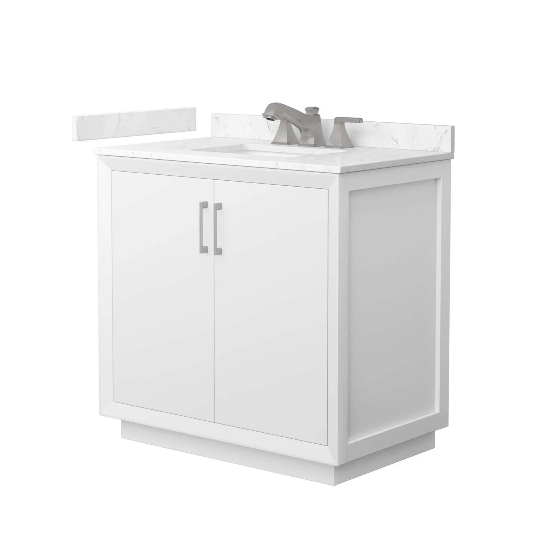 36" Strada Single Bathroom Vanity in White with Brushed Nickel Trim by Wyndham