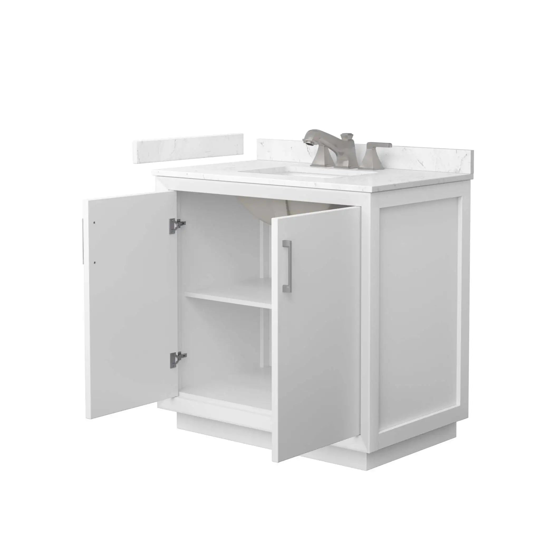 36" Strada Single Bathroom Vanity in White with Brushed Nickel Trim by Wyndham