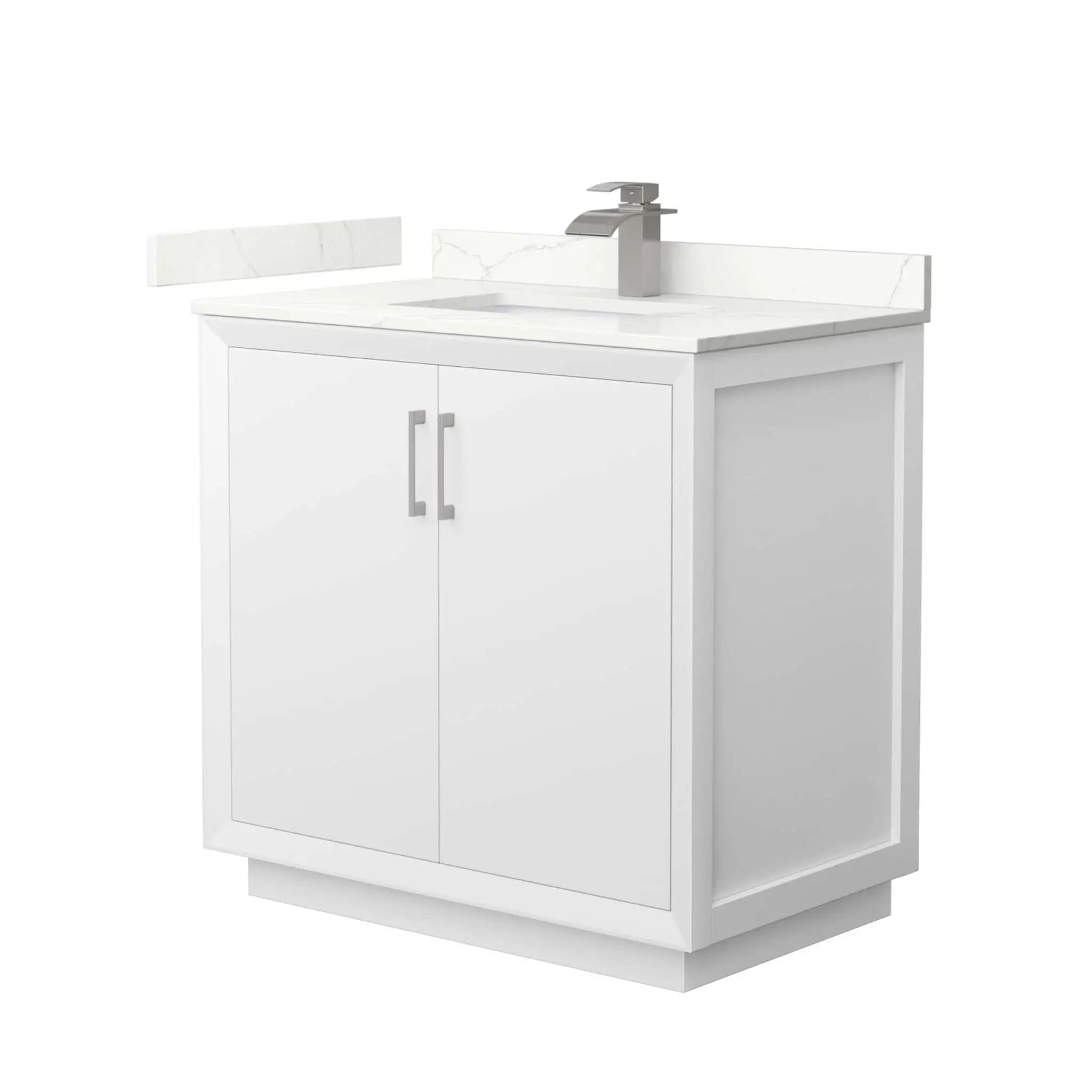 36" Strada Single Bathroom Vanity in White with Brushed Nickel Trim by Wyndham