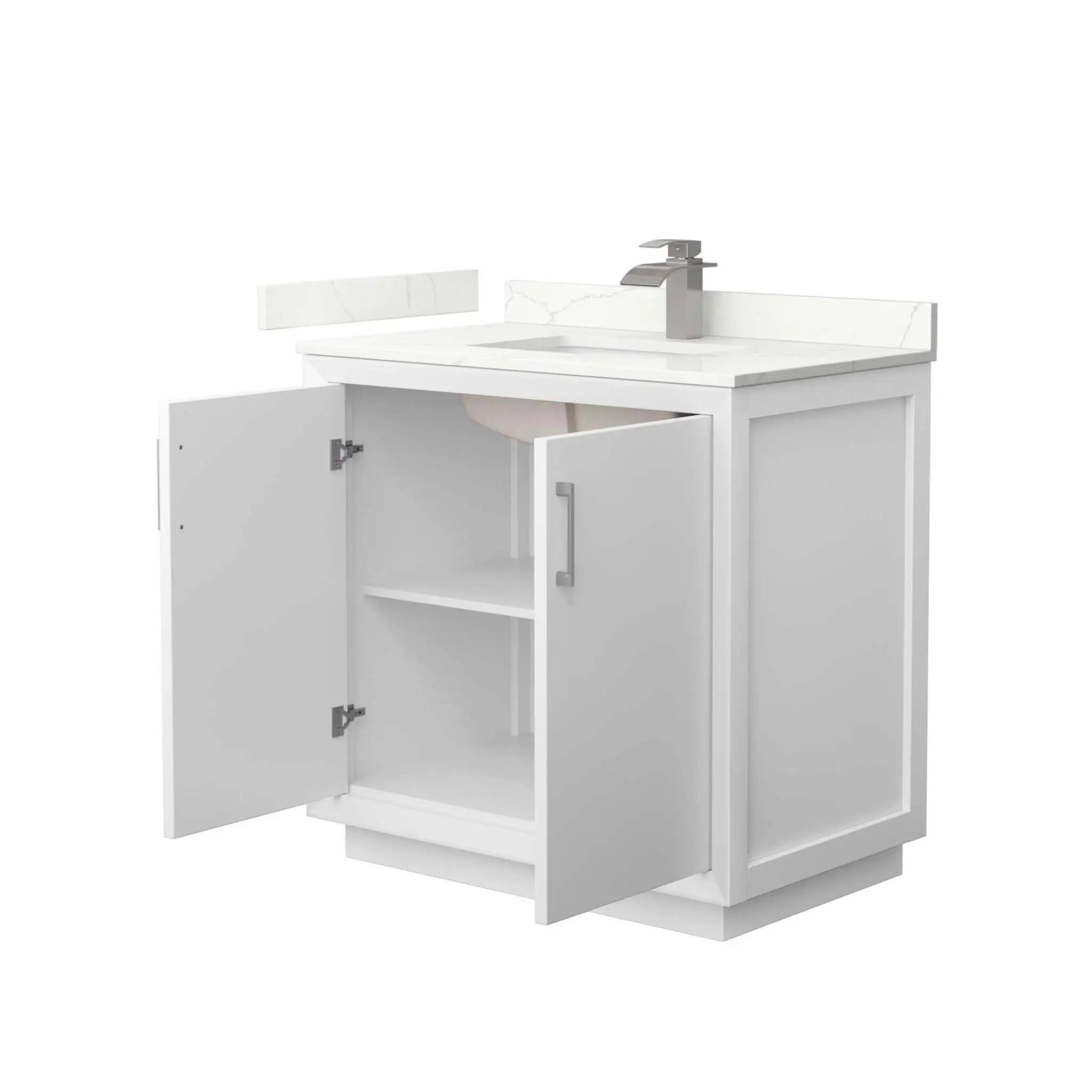 36" Strada Single Bathroom Vanity in White with Brushed Nickel Trim by Wyndham