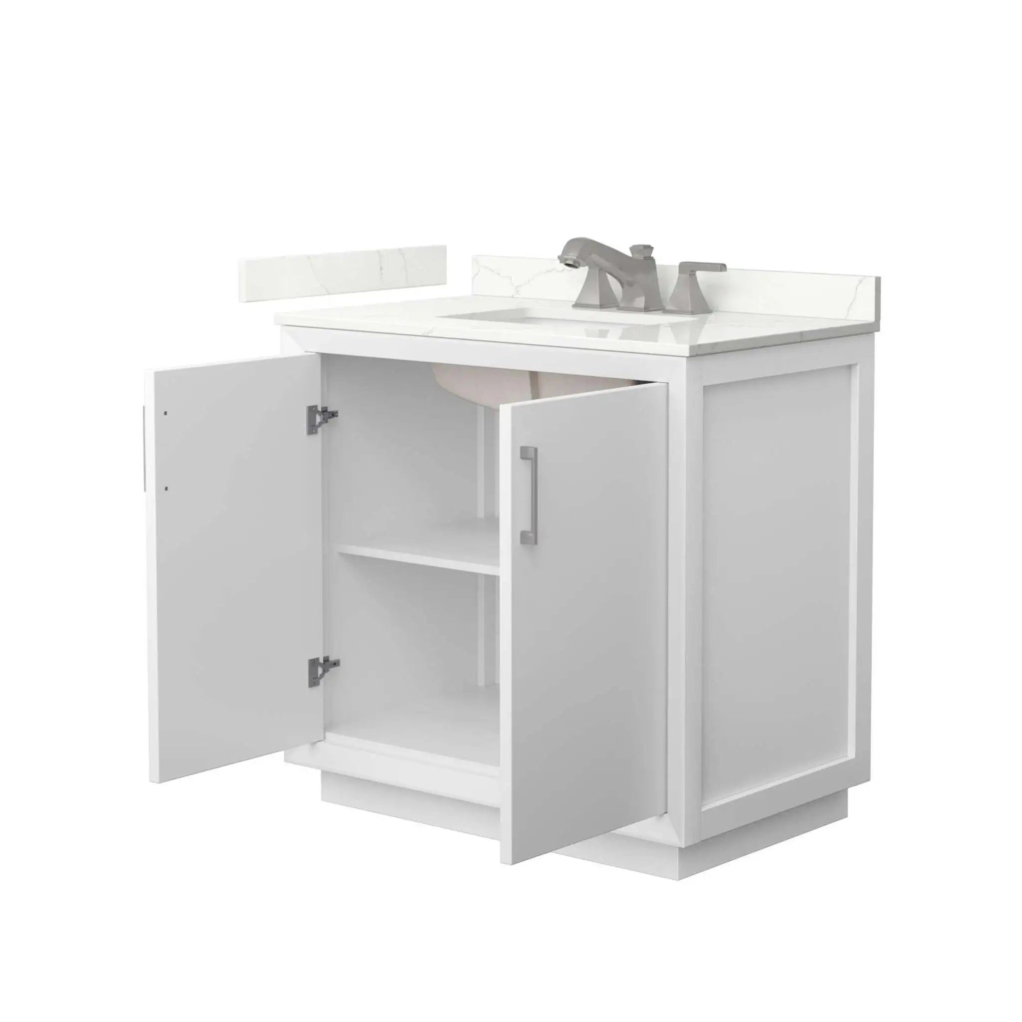 36" Strada Single Bathroom Vanity in White with Brushed Nickel Trim by Wyndham