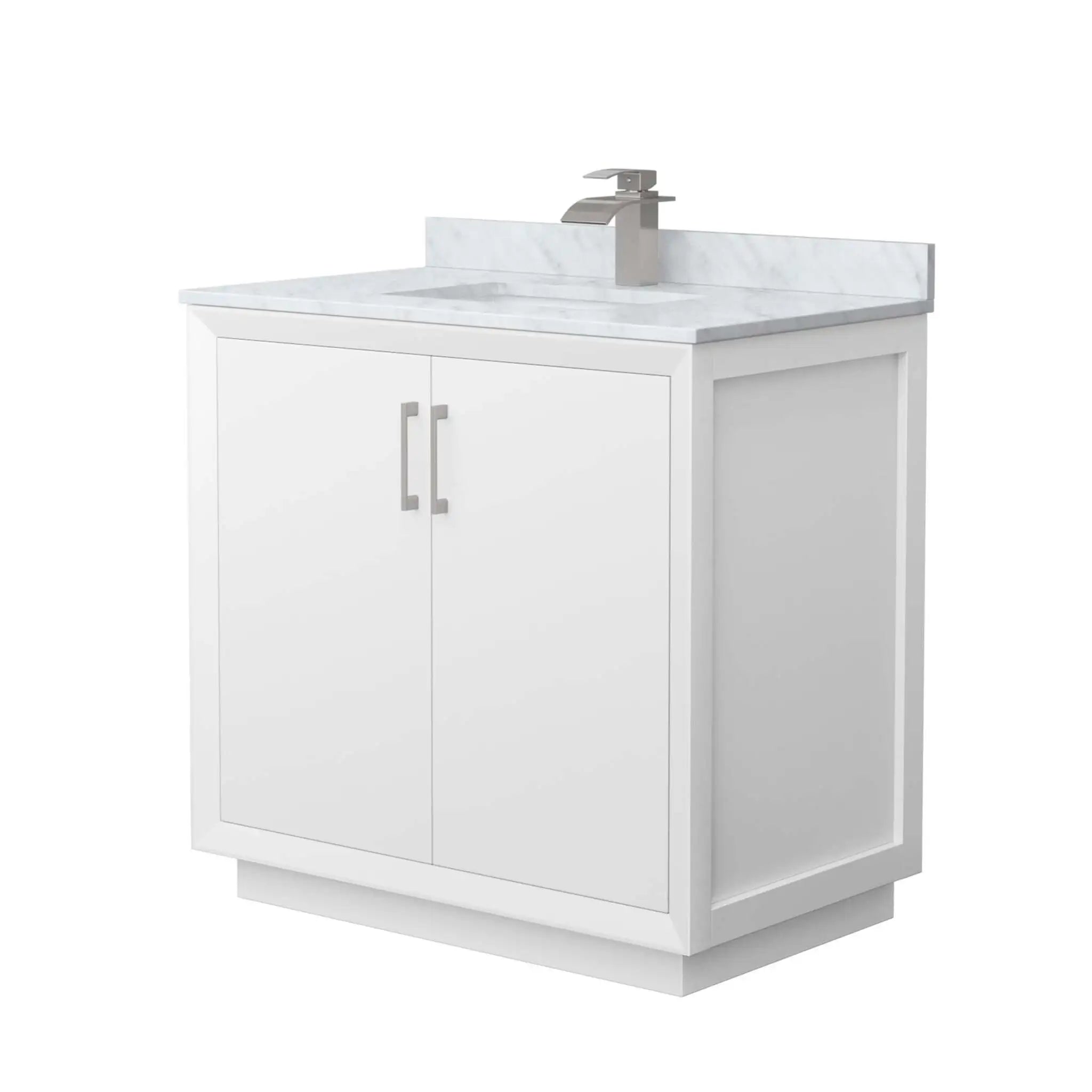 36" Strada Single Bathroom Vanity in White with Brushed Nickel Trim by Wyndham
