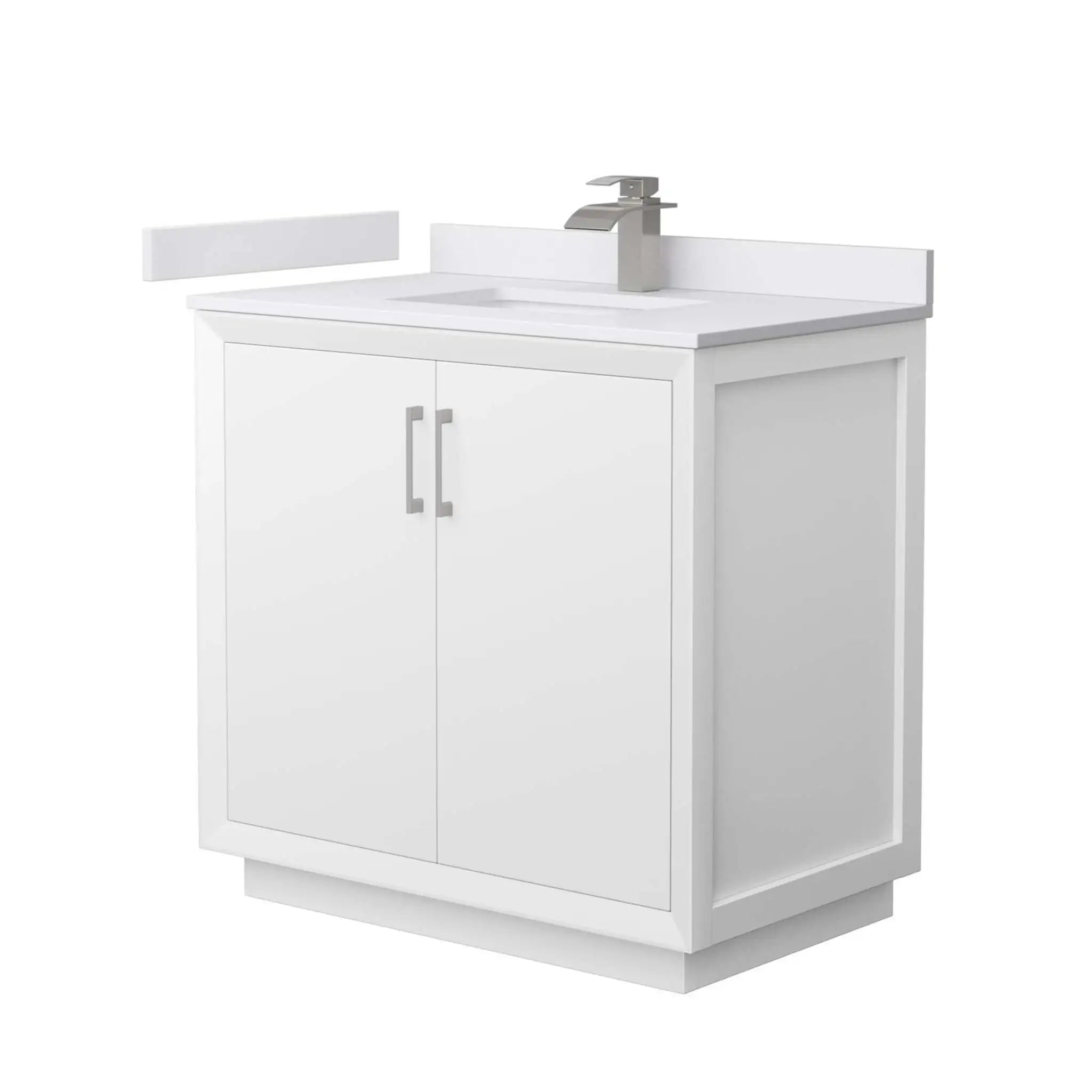 36" Strada Single Bathroom Vanity in White with Brushed Nickel Trim by Wyndham