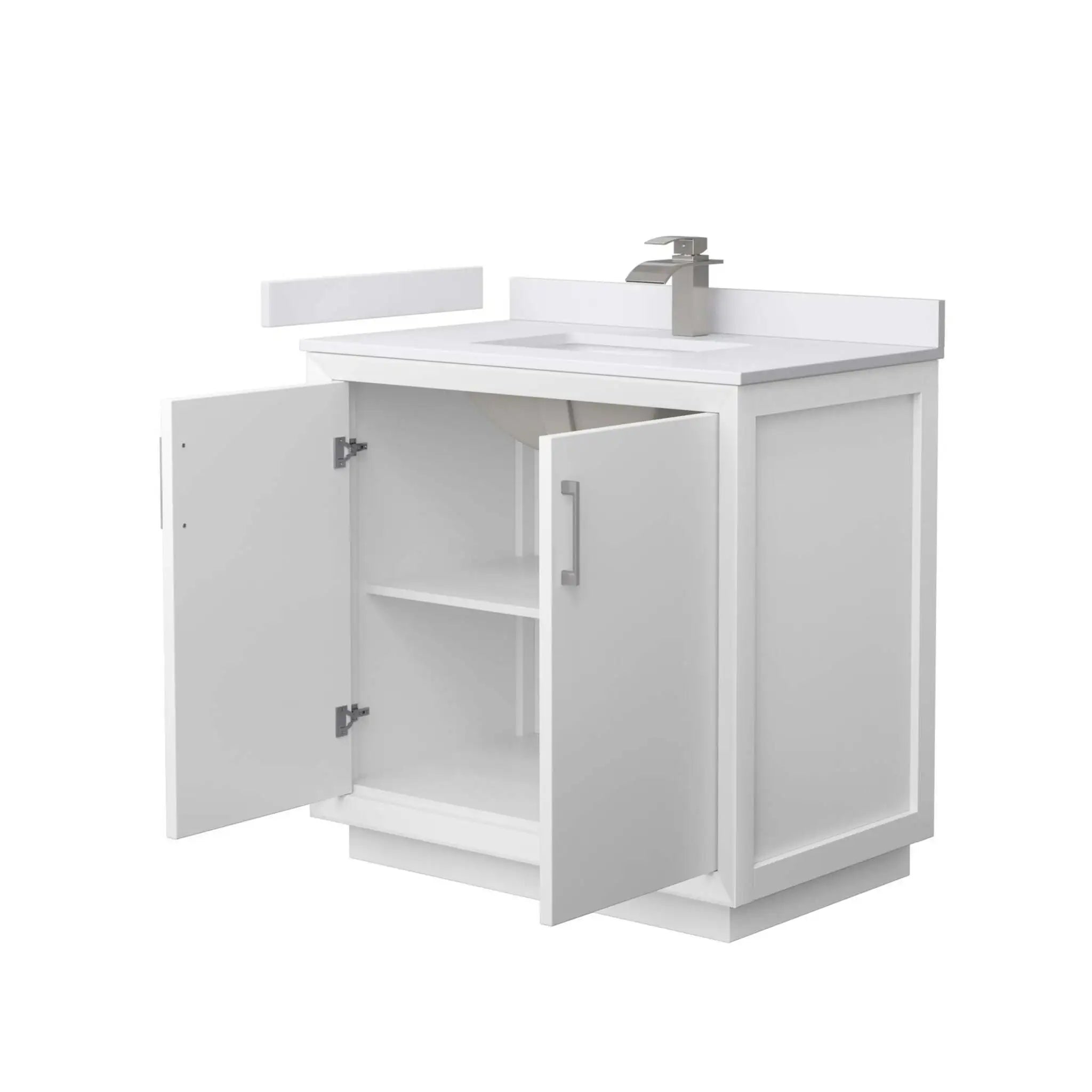 36" Strada Single Bathroom Vanity in White with Brushed Nickel Trim by Wyndham