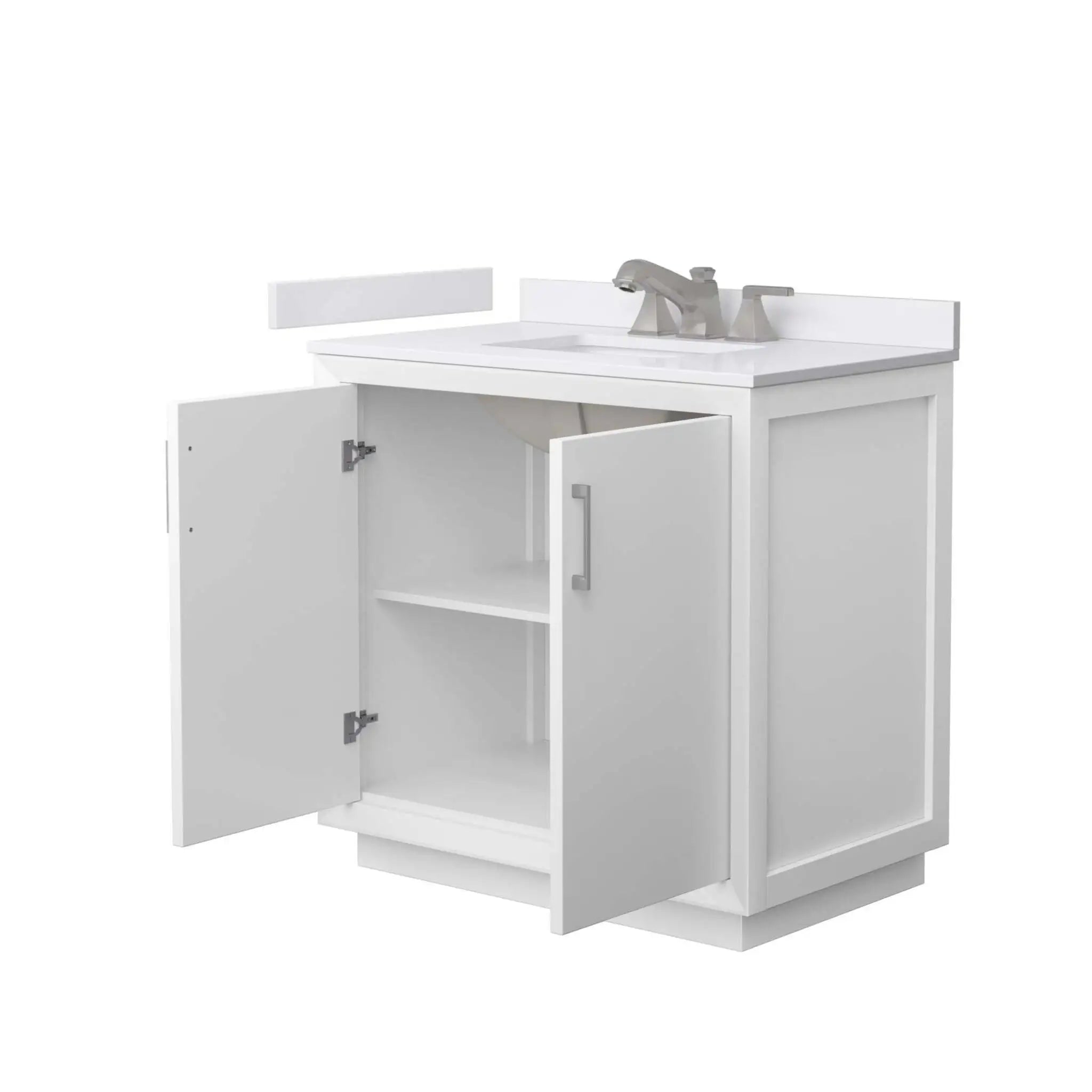 36" Strada Single Bathroom Vanity in White with Brushed Nickel Trim by Wyndham